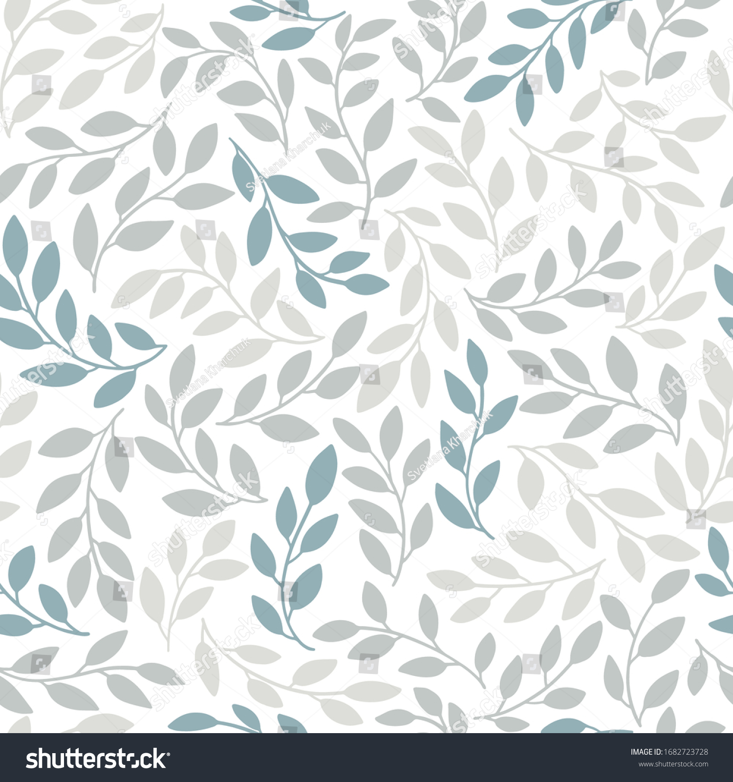 Silhouettes Identical Leaves Seamless Pattern Vector Stock Vector ...