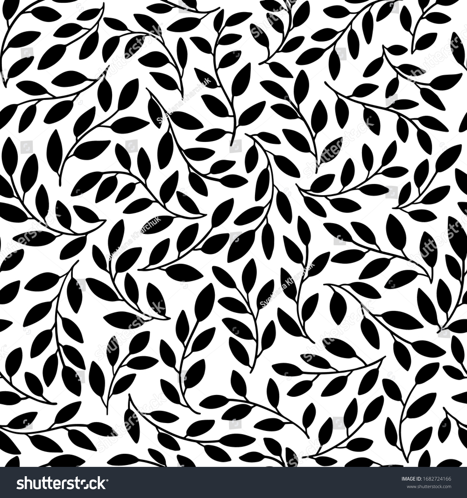 Silhouettes Identical Leaves Seamless Pattern Vector Stock Vector ...