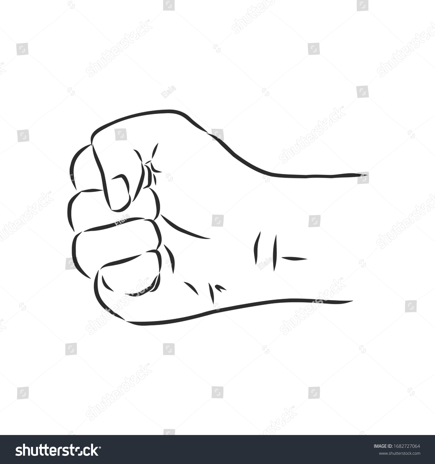 Fist Human Hand Vector Sketch Illustration Stock Vector (Royalty Free ...