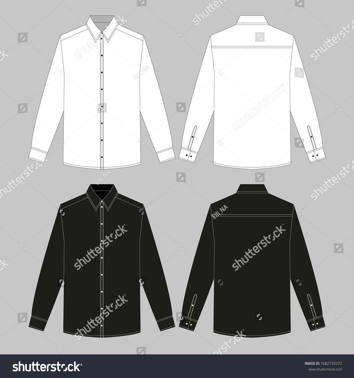Mans Business Shirt Front Back Views Stock Vector (Royalty Free ...
