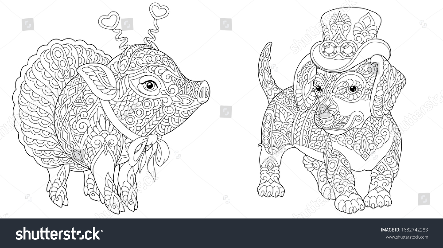 Adult Coloring Pages Koala Bear Dachshund Stock Vector Royalty ...