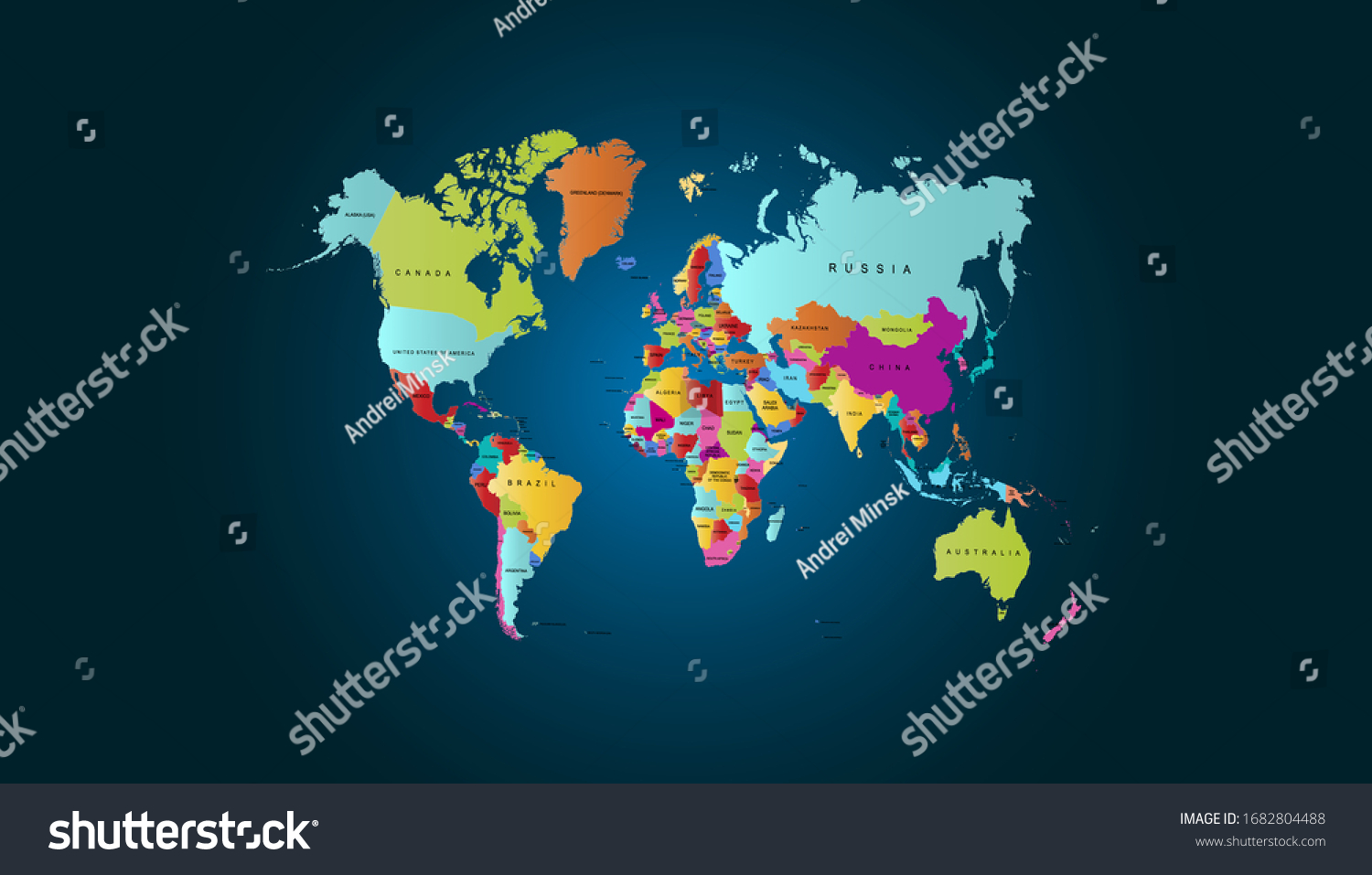 Vektor Stok World Map Color Vector Modern Tanpa Royalti 1682804488 Shutterstock 4678