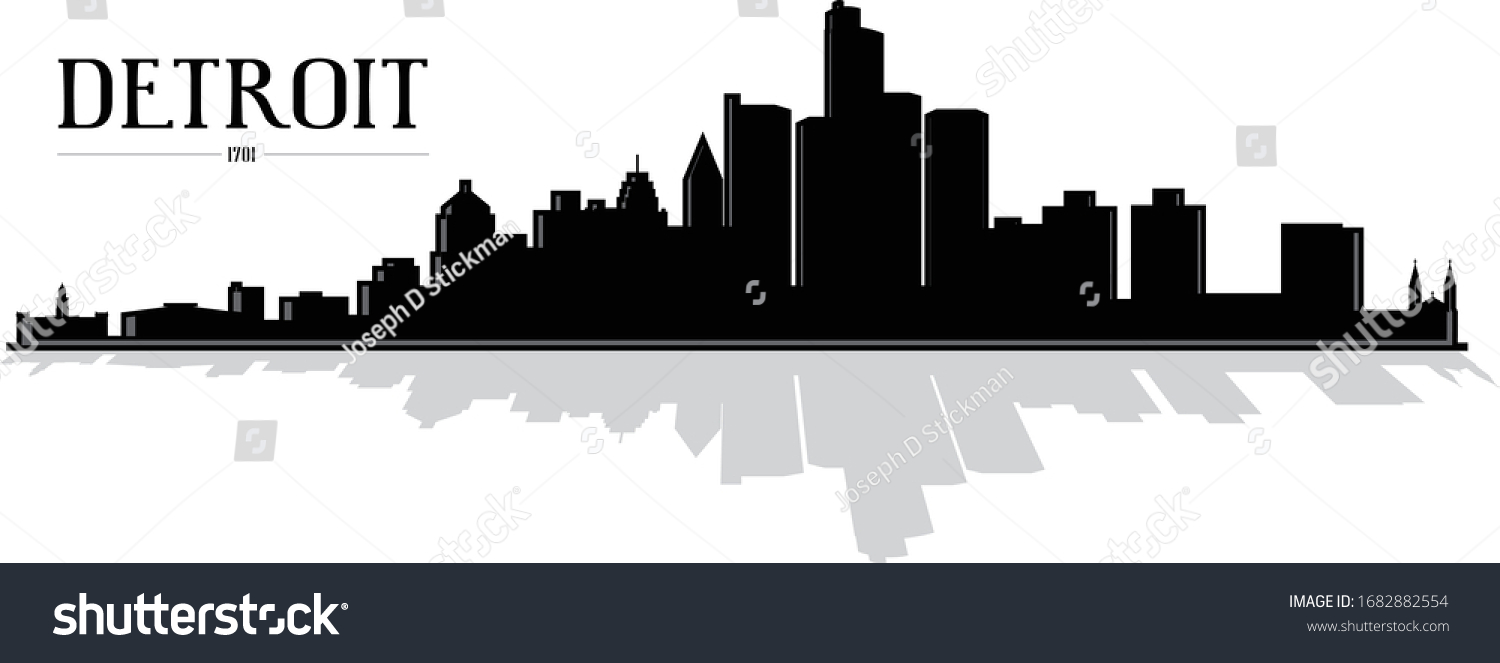 Modern Illustrated City Detroit Michigan Skyline Stock Vector (Royalty ...