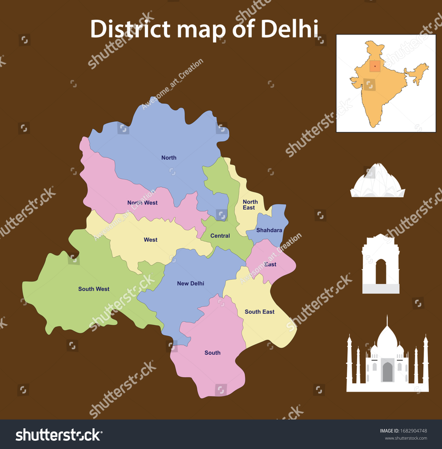 Historical View Delhi Vector Illustration Delhi Stock Vector (Royalty ...