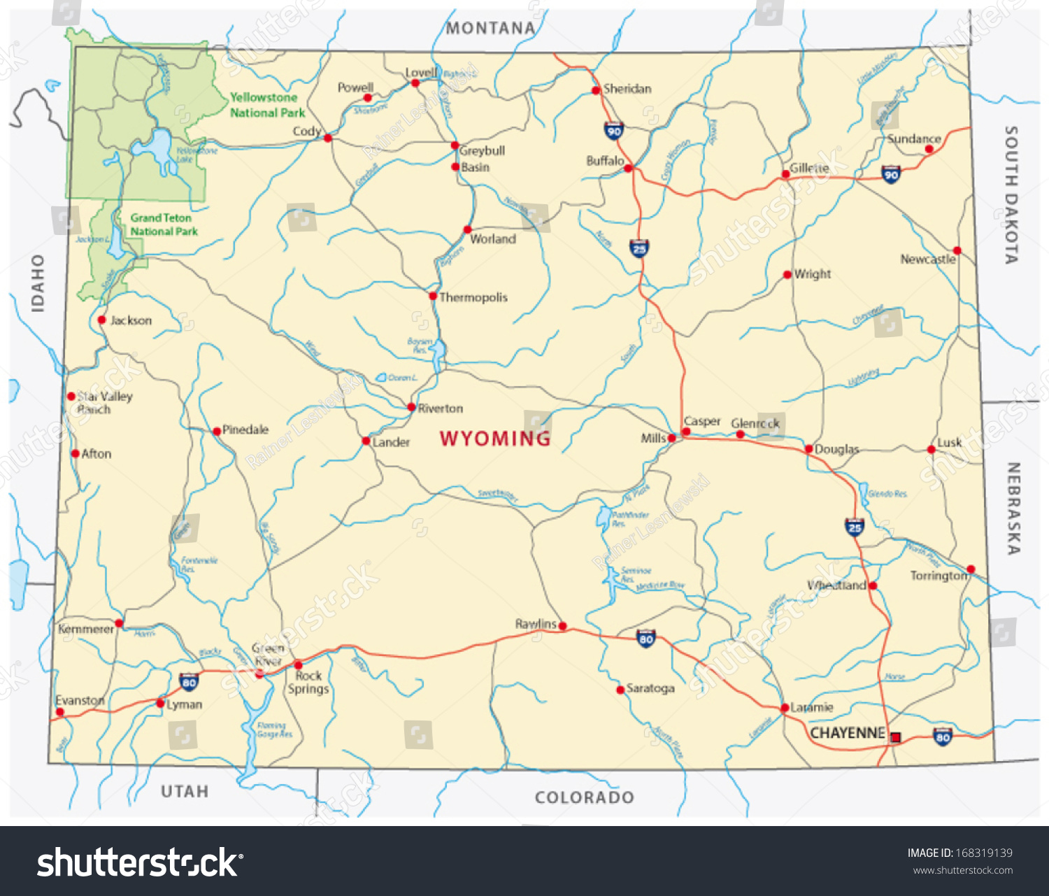 Wyoming Map Stock Vector (Royalty Free) 168319139 | Shutterstock