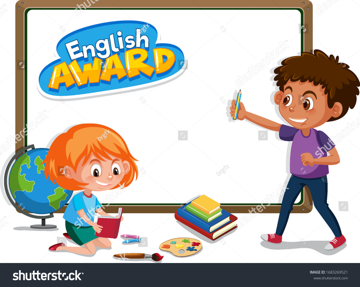 Background Template Design Kids Reading Book Stock Vector (Royalty Free