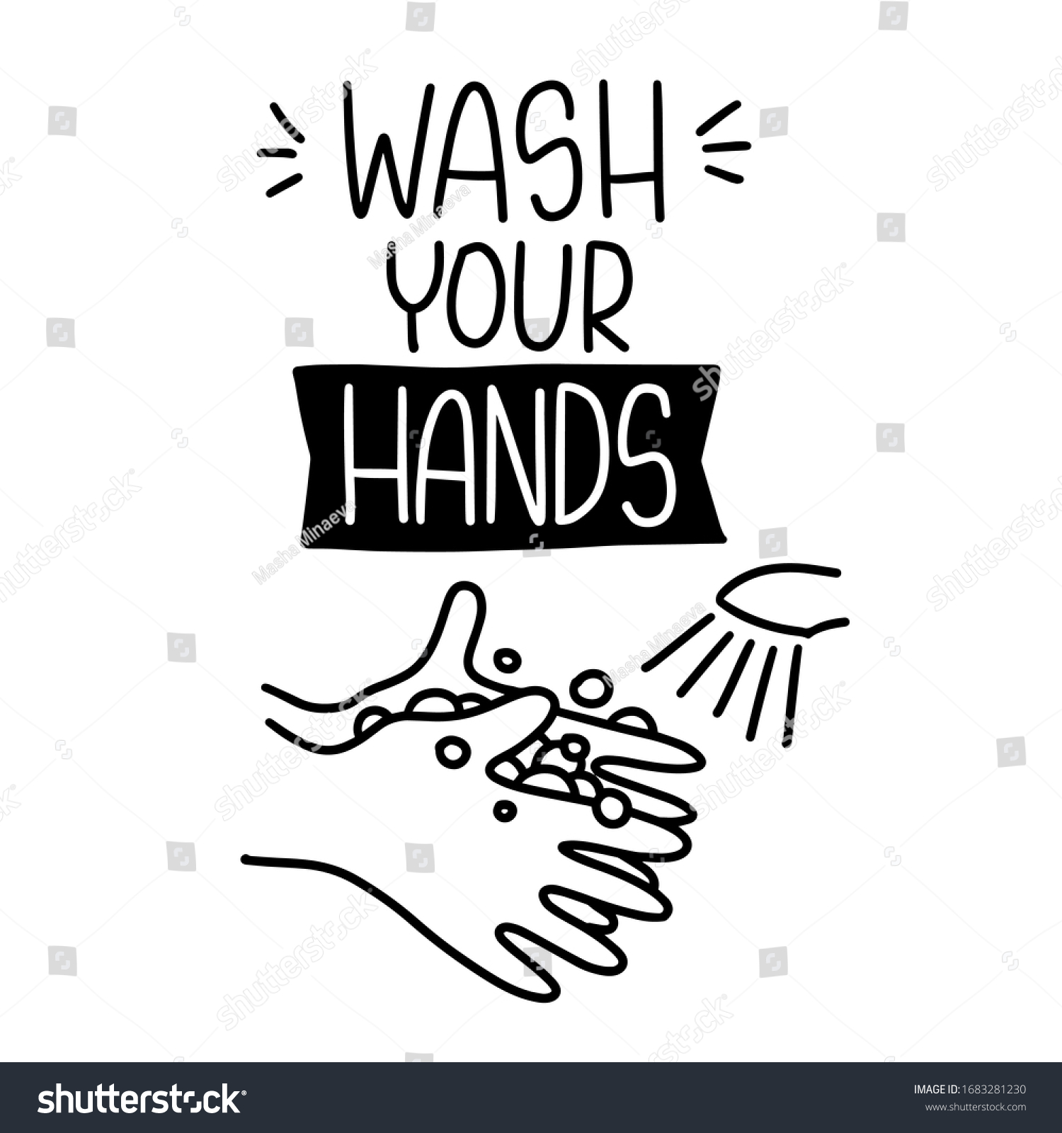 Wash Your Hands Quote Vector Design Stock Vector (Royalty Free ...