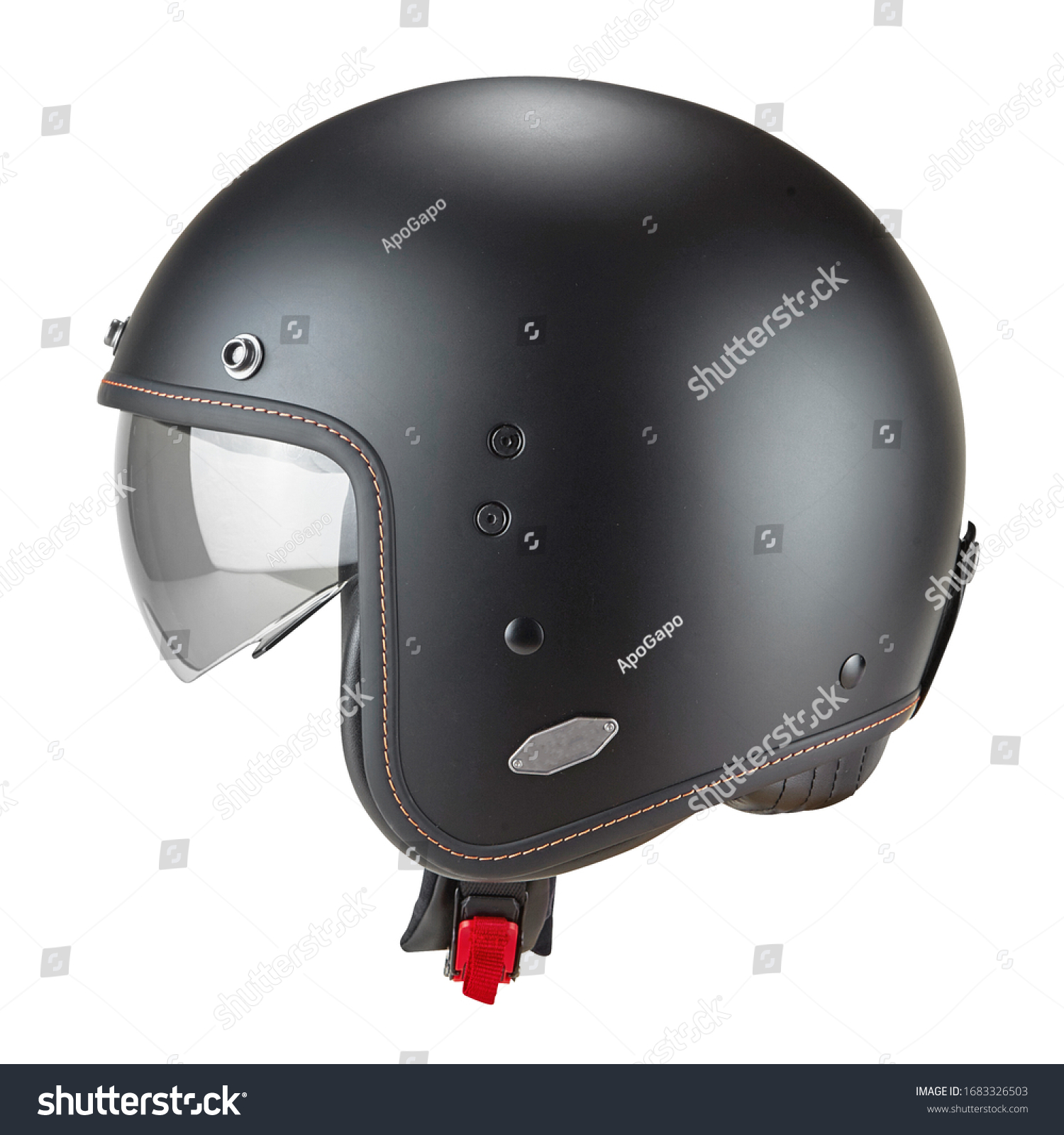 Black Open Face Modern Motorcycle Helmet Stock Photo 1683326503   Stock Photo Black Open Face Modern Motorcycle Helmet Isolated On White Cruiser Scooter Flip Up Motorbike 1683326503 