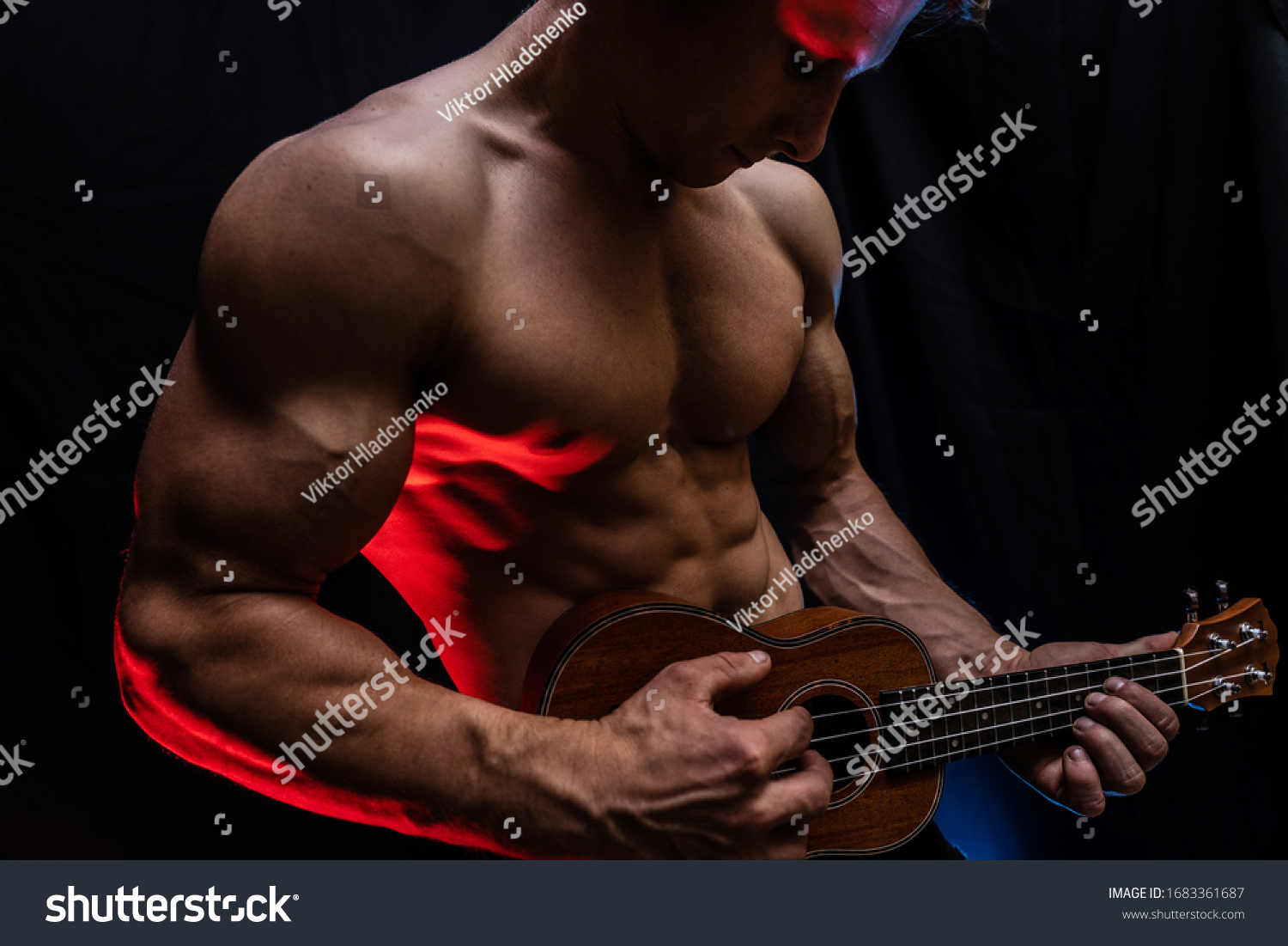 Muscular Man Naked Torso Ukulele Smoked Stock Photo Shutterstock