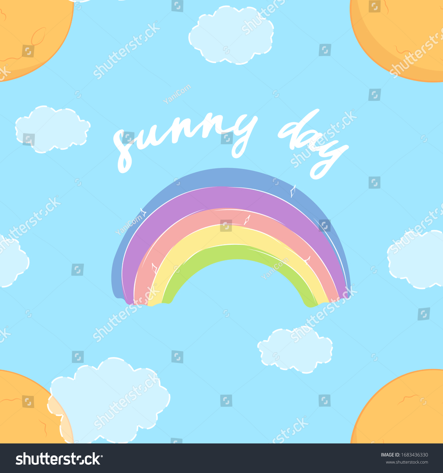 Cute Cartoon Rainbow Sun Handwritten Slogan Stock Vector (Royalty Free ...