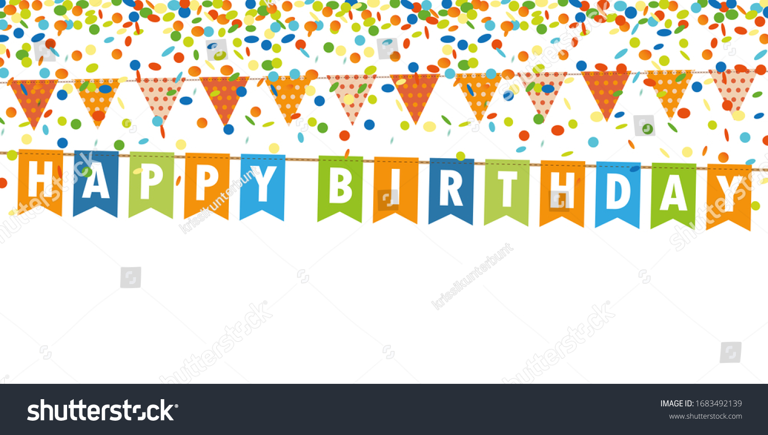 Happy Birthday Party Flags Banner Confetti Stock Illustration ...