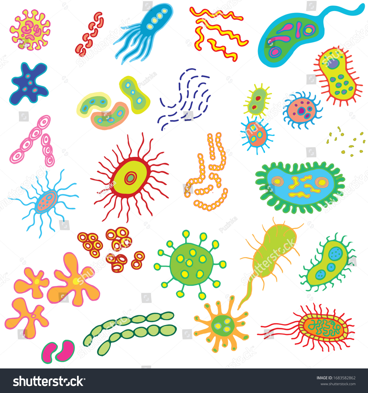 Microbes Virus Pathogen Line Icons Bacteriology Stock Vector (Royalty ...