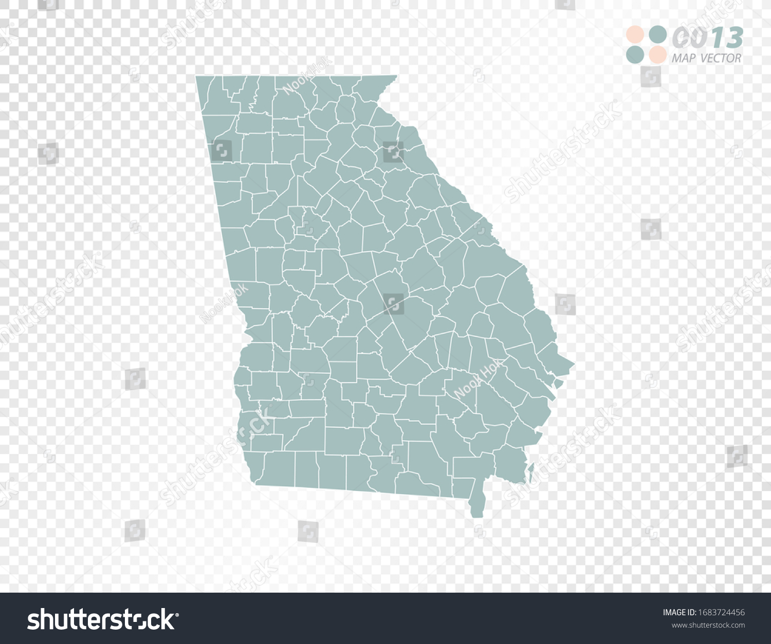 Green Vector Silhouette Georgia Usa Map Stock Vector (Royalty Free ...