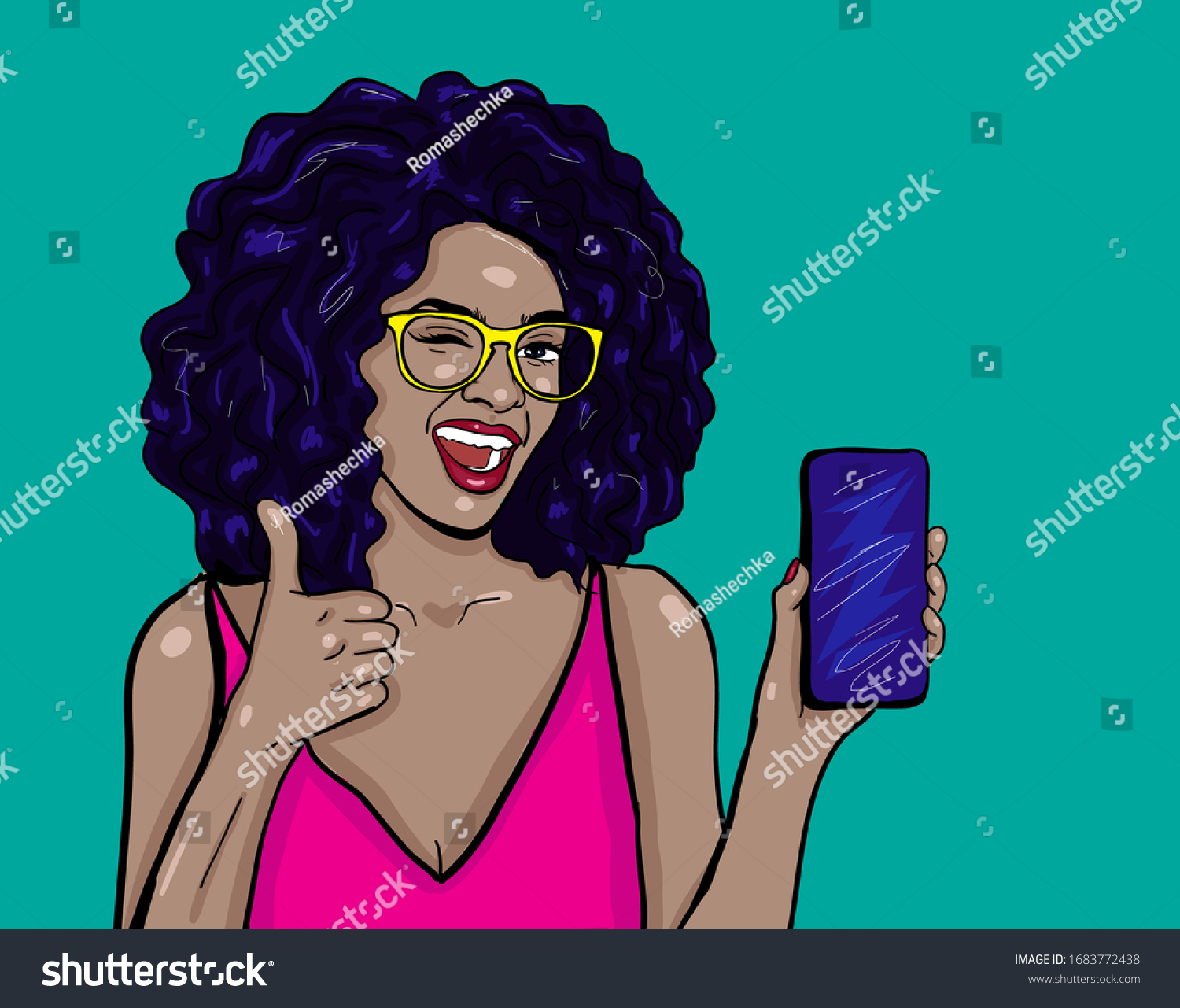 Attractive Sexy Girl Phone His Hand Stock Vector Royalty Free