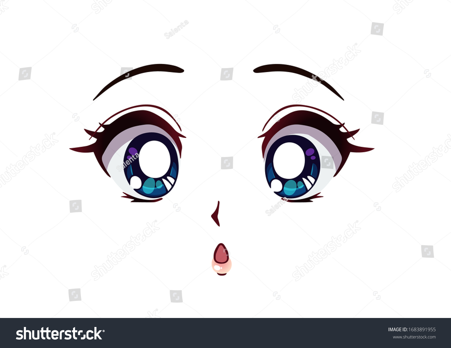 Surprised Anime Face Manga Style Big Stock Vector (Royalty Free ...