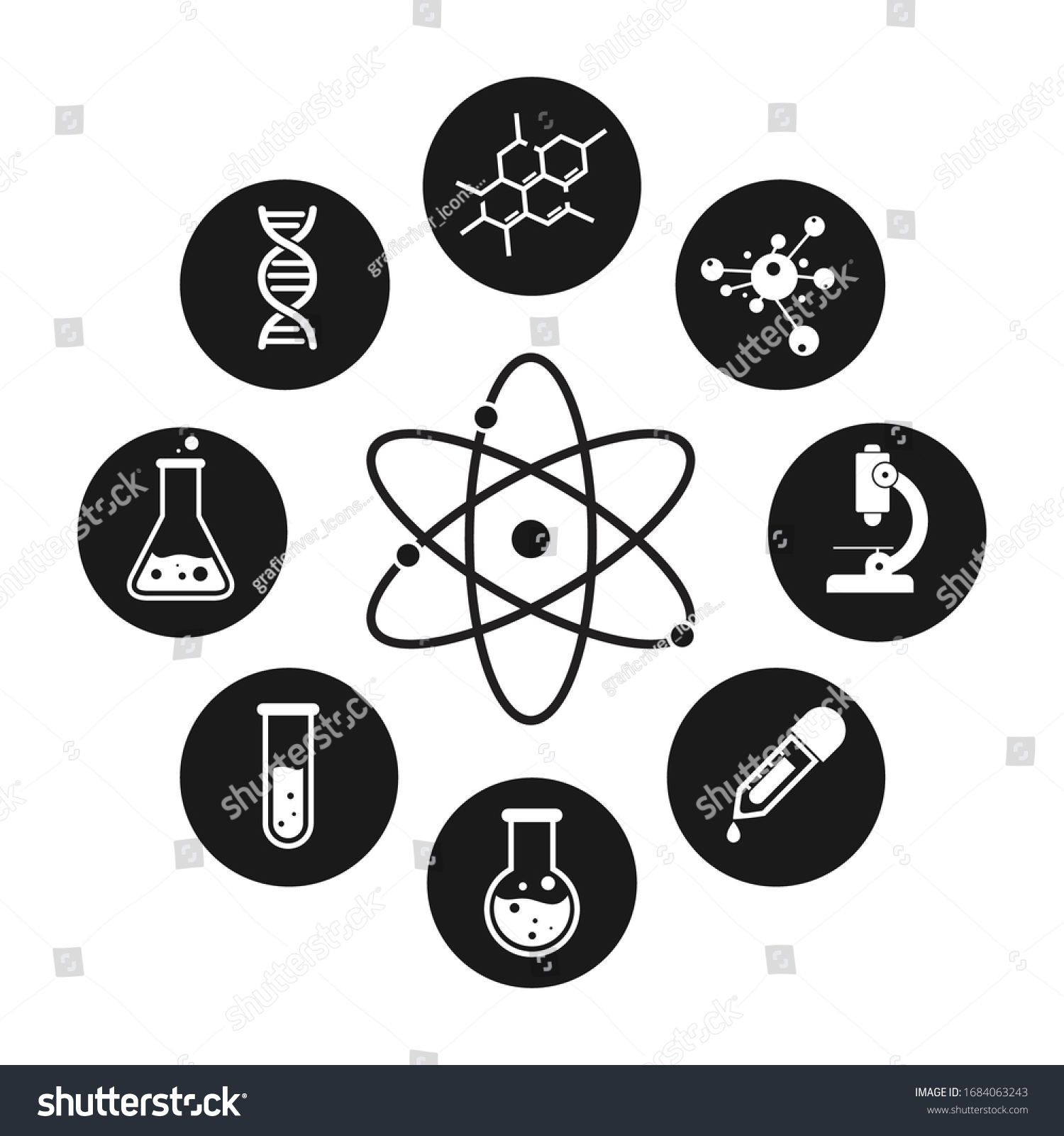 Science Laboratory Icons On White Background Stock Vector (Royalty Free ...