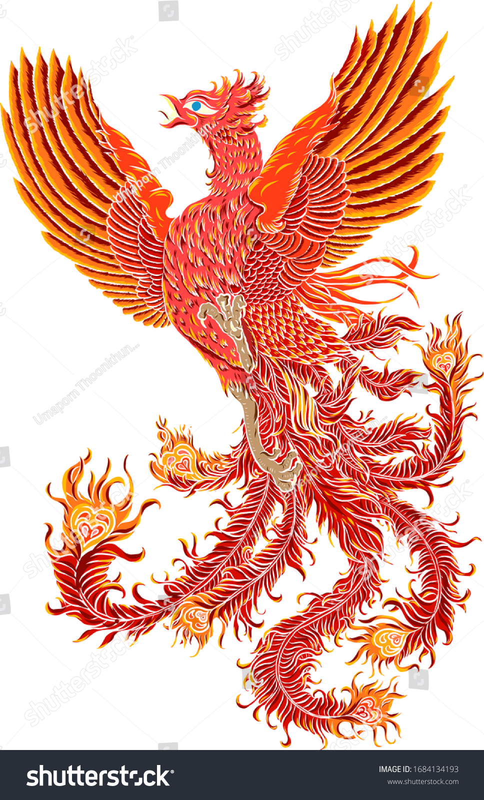 Beautiful Line Art Phoenix Tattoo Design Stock Vector (Royalty Free ...