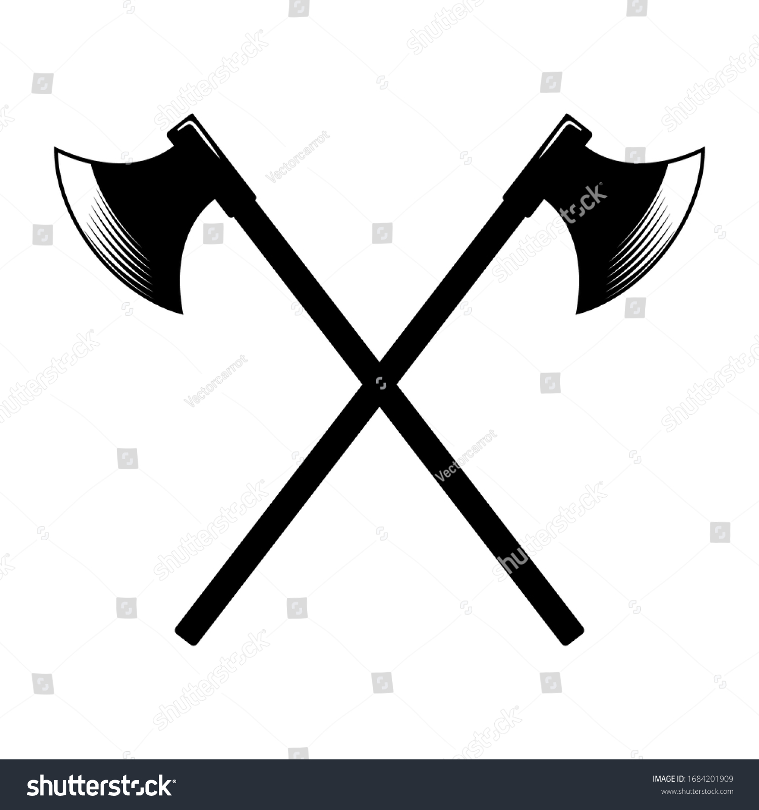 Illustrations Crossed Ancient Hatchets Engraving Style Stock Vector ...