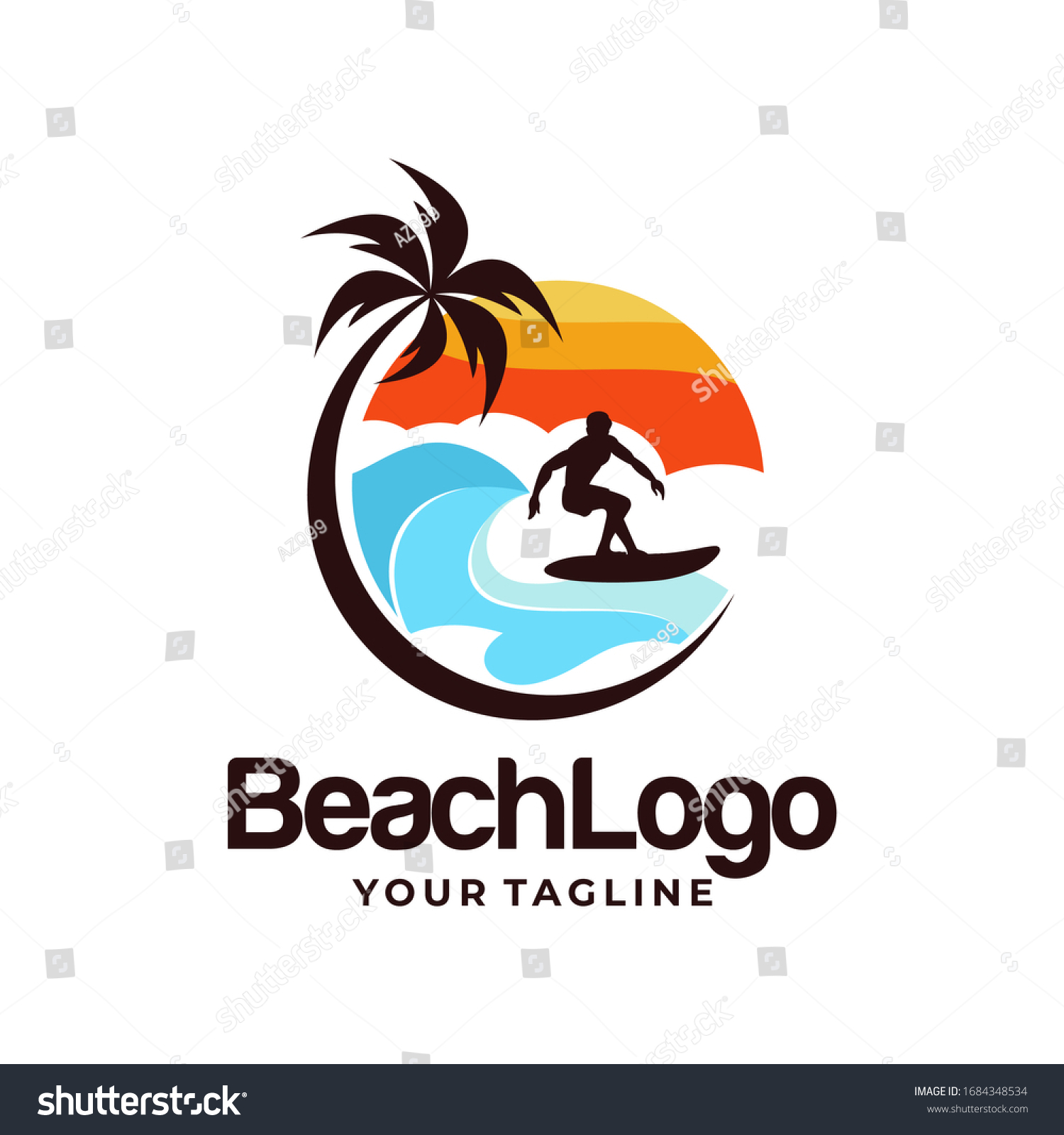 Beach Logo Design Vector Template Stock Vector (Royalty Free ...