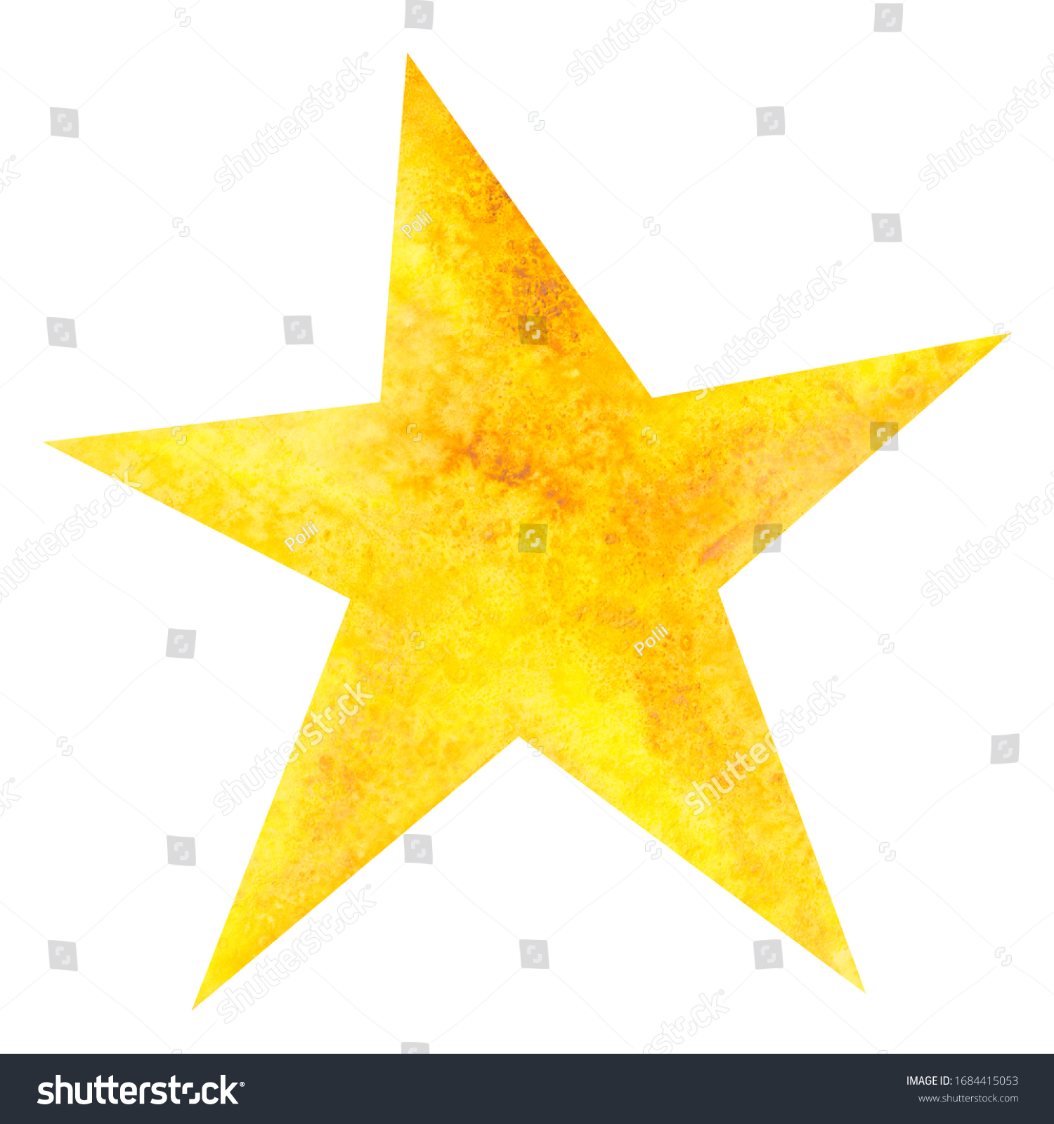 Five Pointed Yellow Star Watercolor Illustration Stock Illustration ...