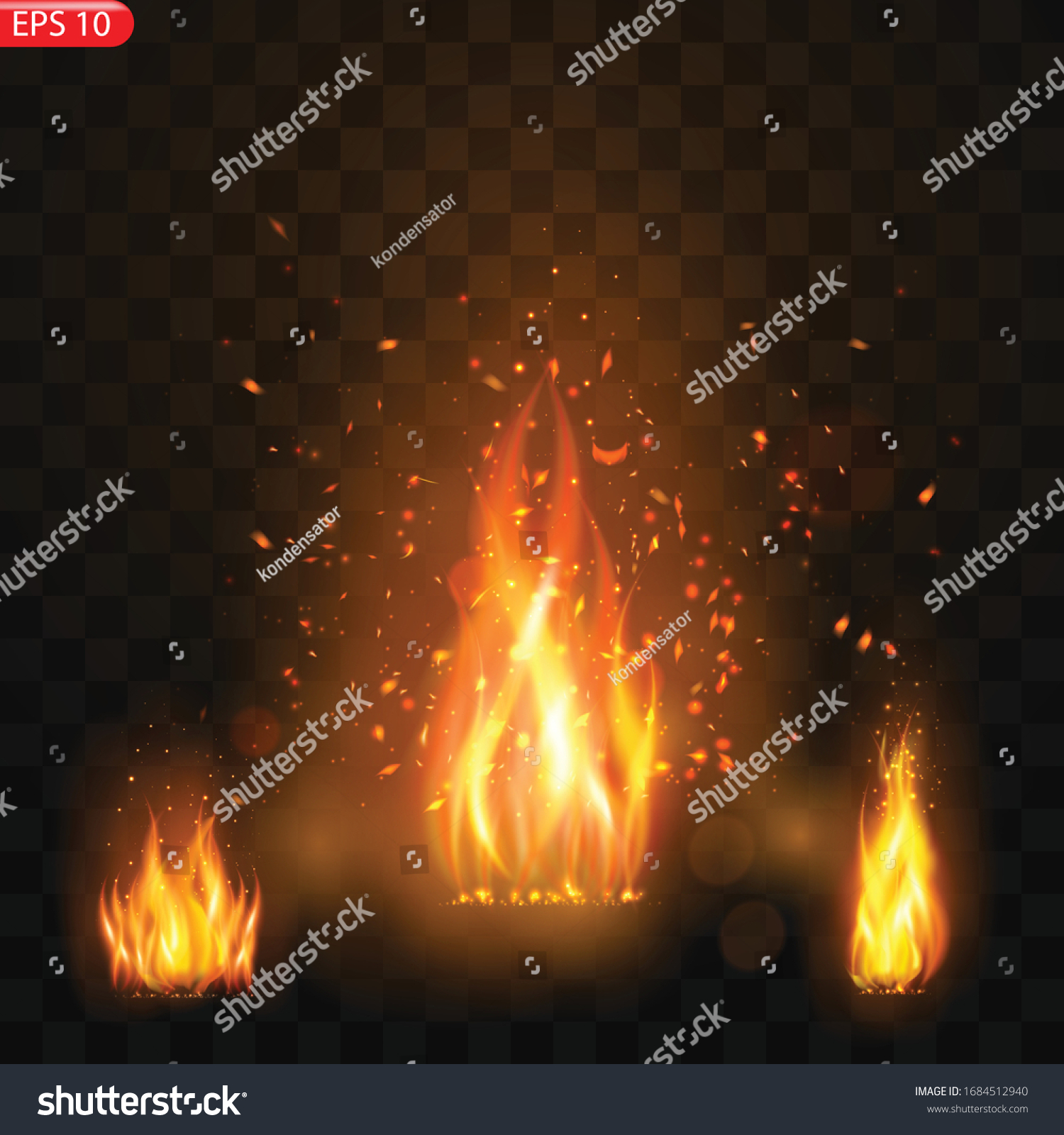 Realistic Burning Fire Flames Vector Effect Stock Vector (Royalty Free ...