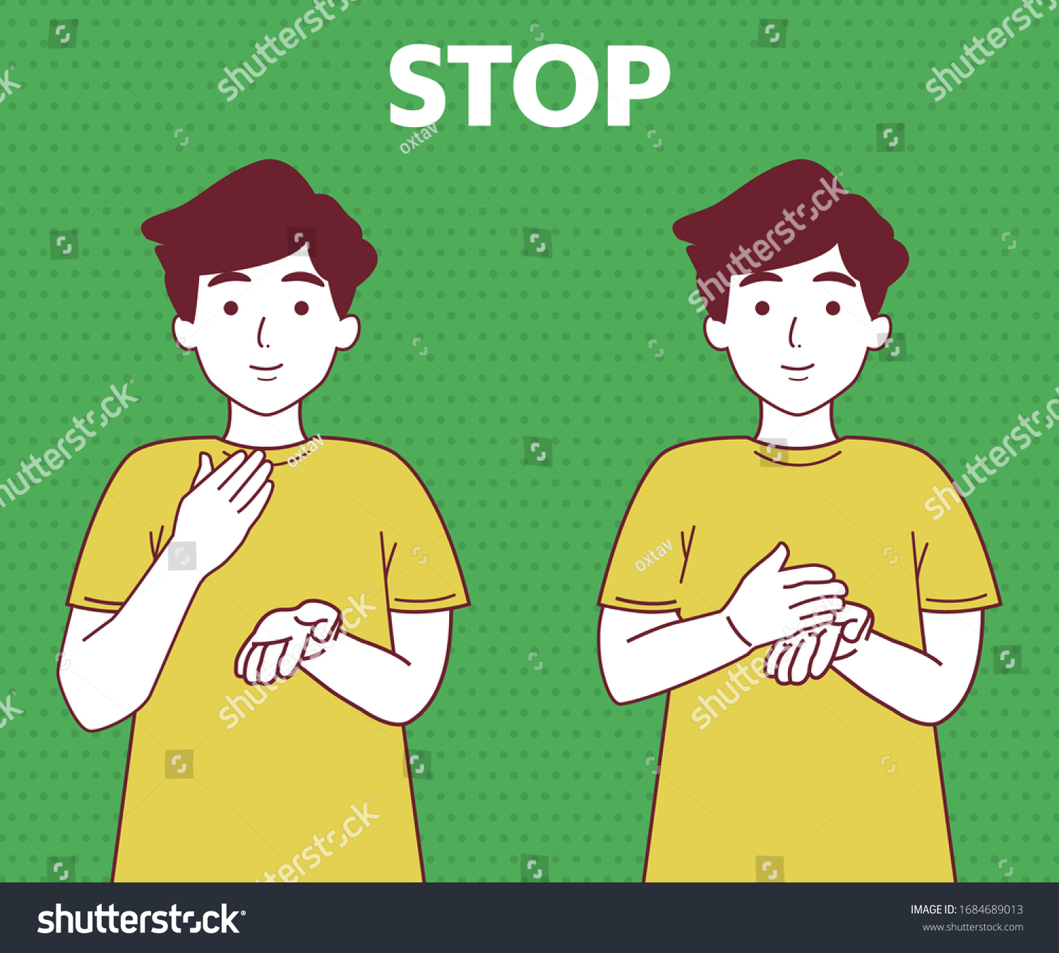 American Sign Language Asl Stop Stock Vector (Royalty Free) 1684689013 ...