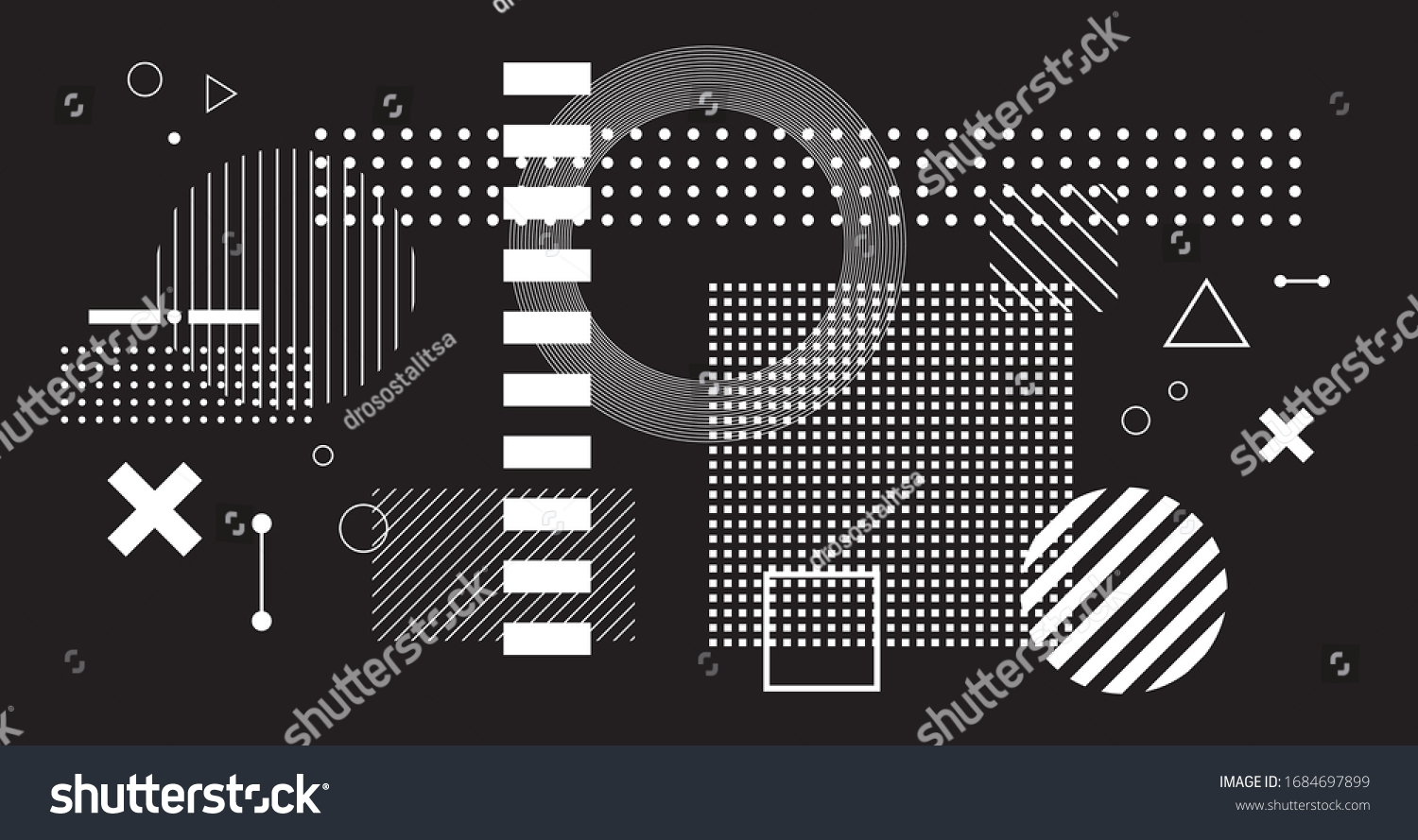 Black White Geometric Shapes Backdrop Square Stock Vector (Royalty Free ...