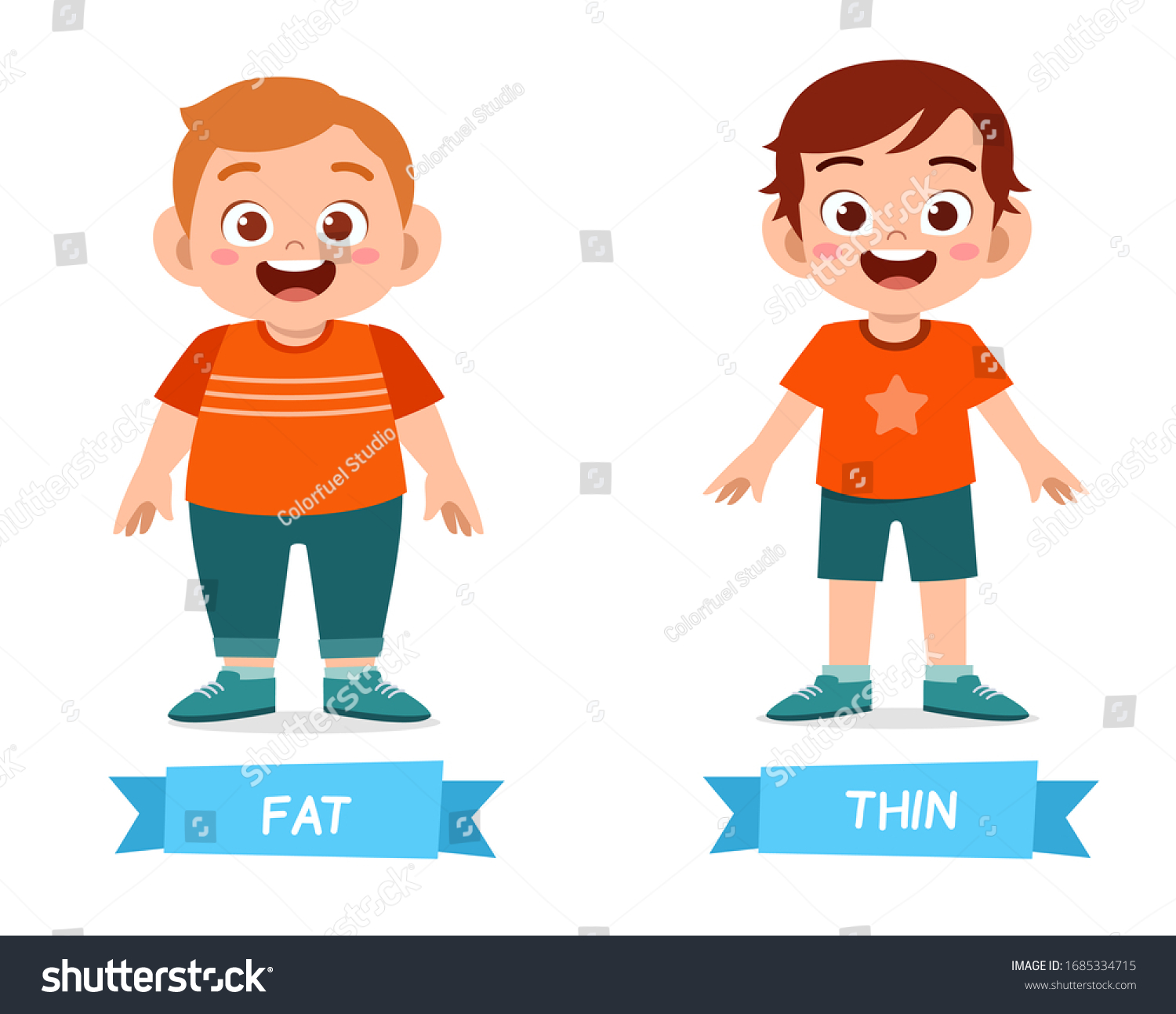 Cute Example Opposite Word Antonym Kid Stock Vector (Royalty Free ...