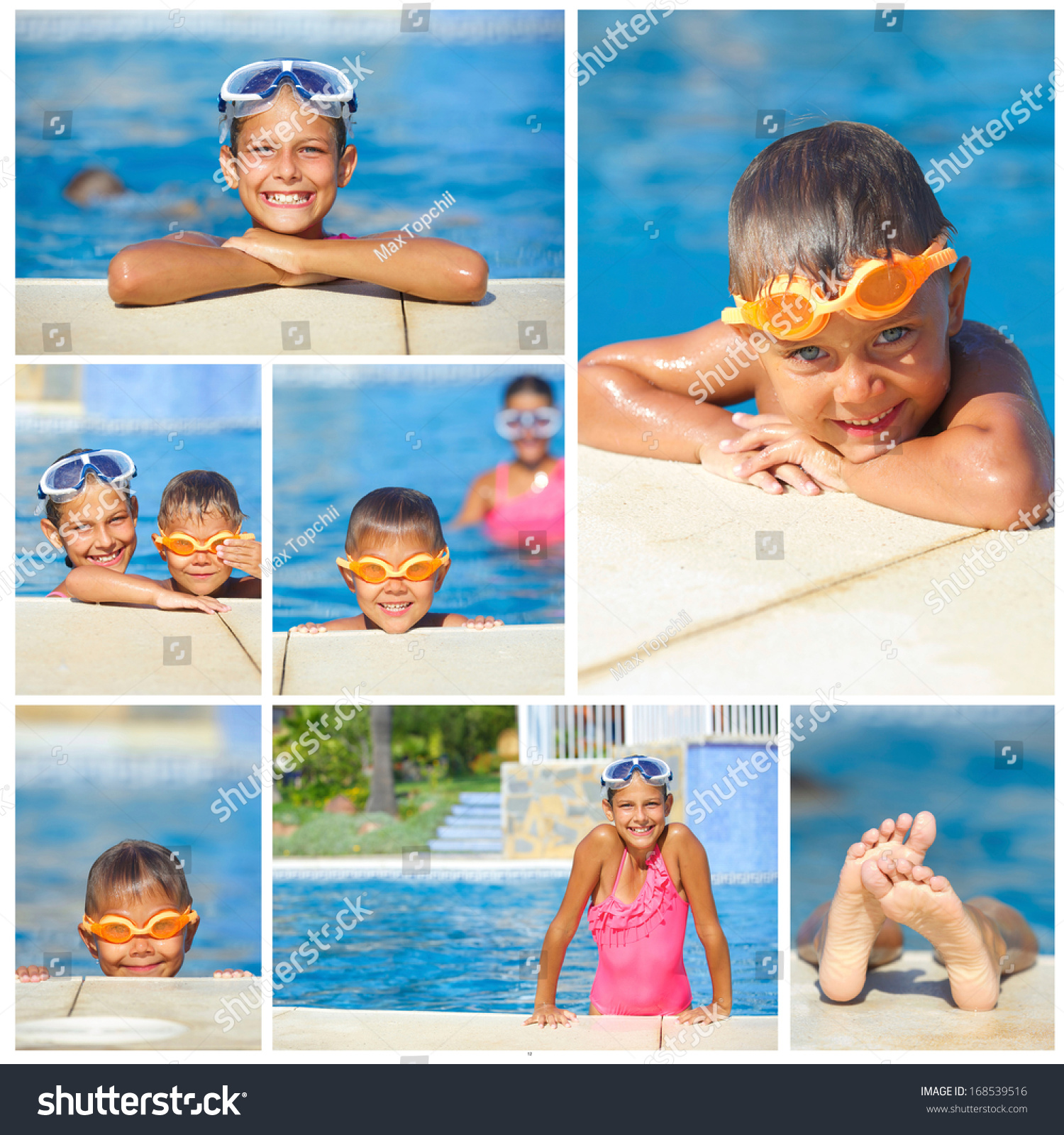 Collage Activities On Pool Cute Kids Stock Photo 168539516 | Shutterstock