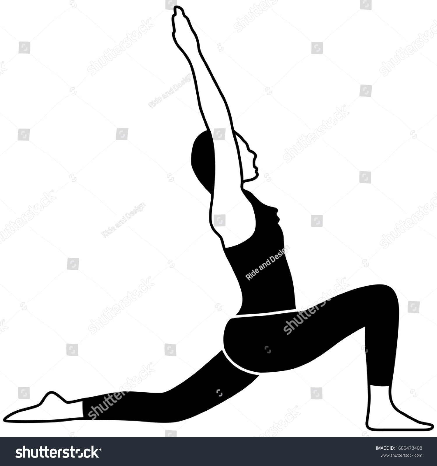 Low Lunge Yoga Pose Illustration Stock Vector (Royalty Free) 1685473408 ...