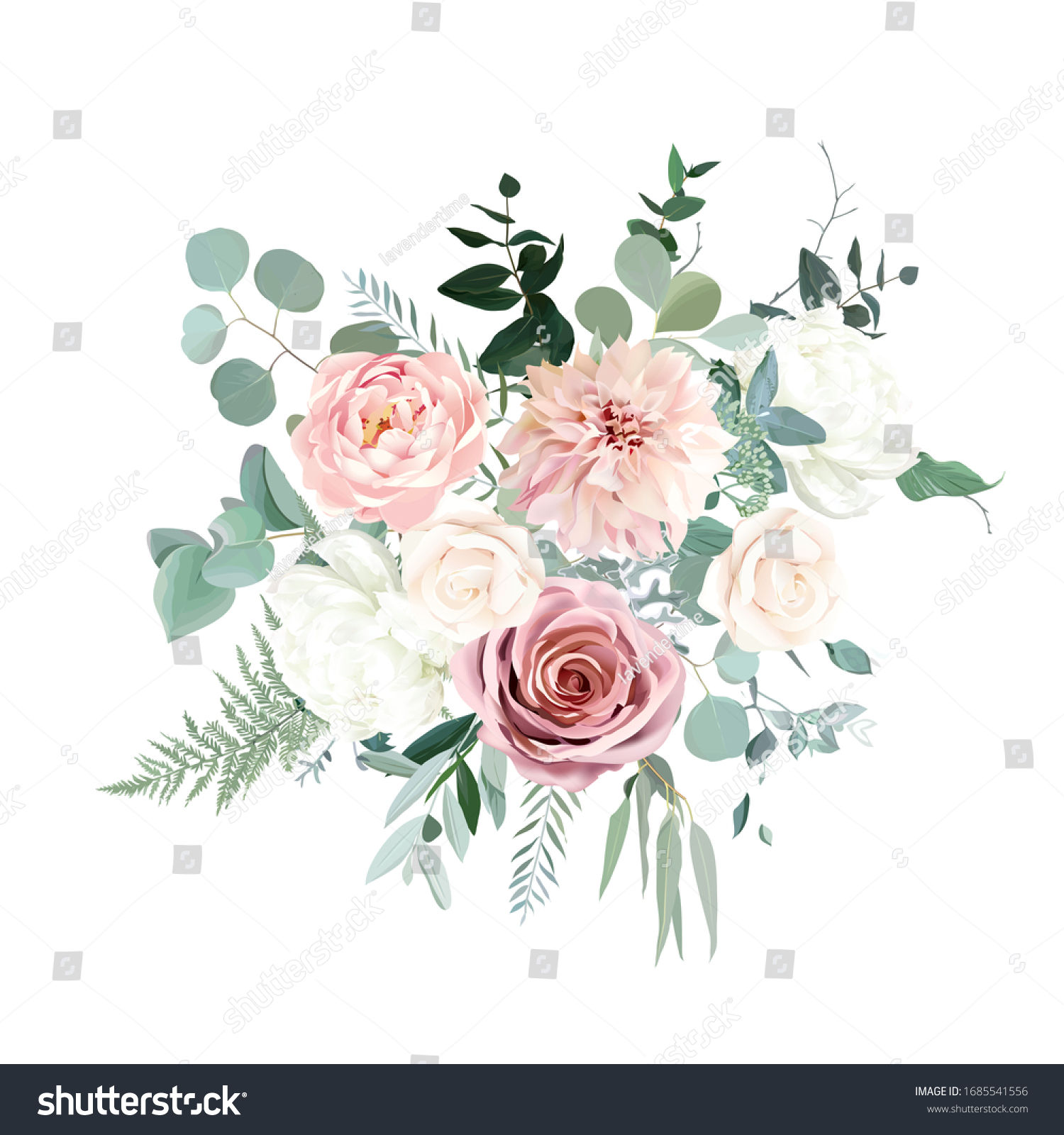 Silver Sage Green Blush Pink Flowers Stock Vector (Royalty Free ...