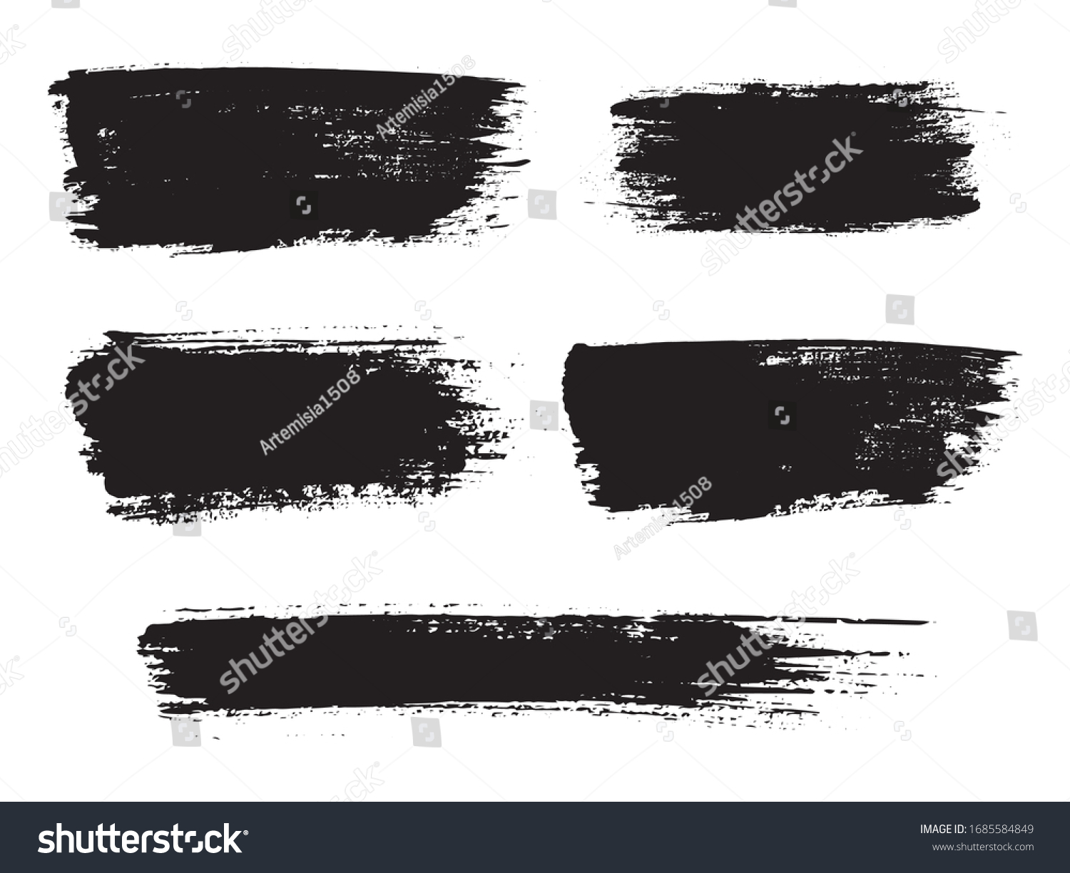 Painted Grunge Stripes Set Black Labels Stock Vector (Royalty Free ...