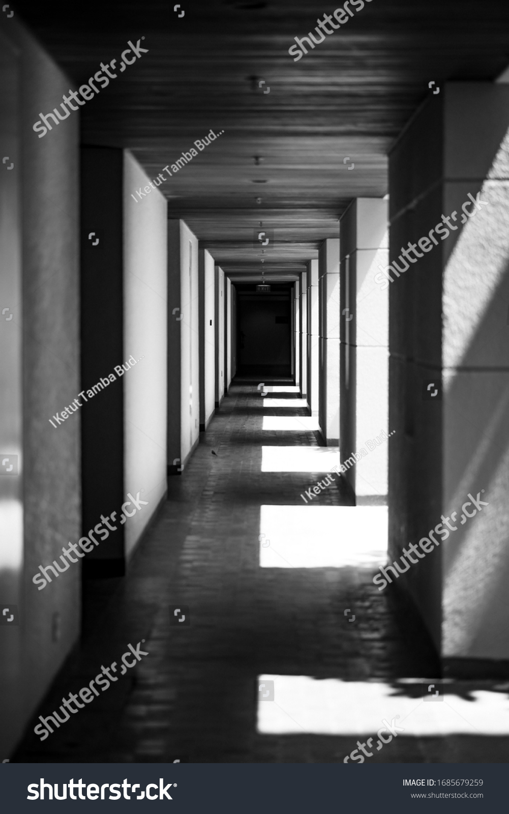 Bw Abandoned Empty Hallway Looks Creepy Stock Photo 1685679259 ...