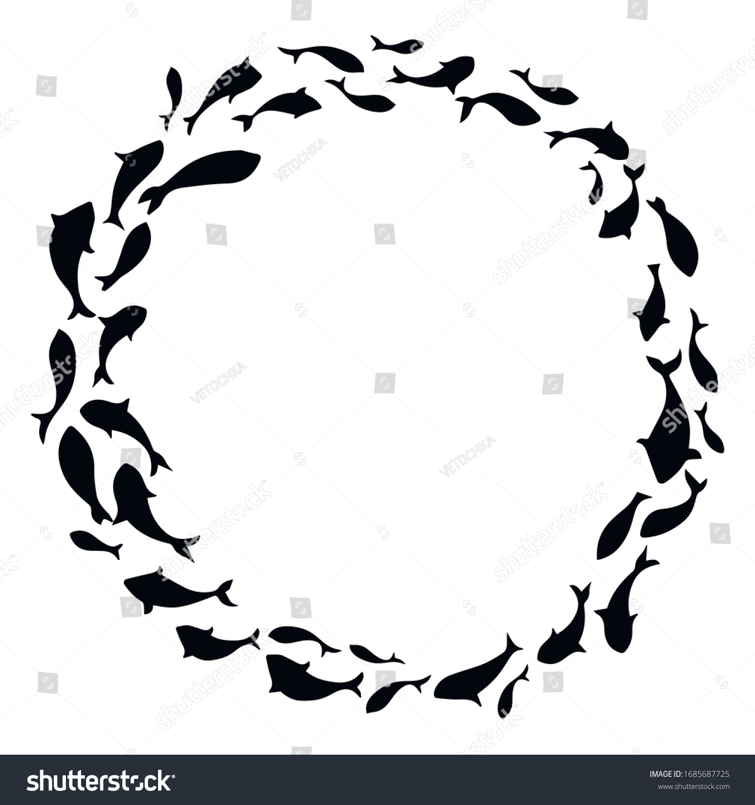 Round Logo Design Template Fish Silhouettes Stock Vector (royalty Free 