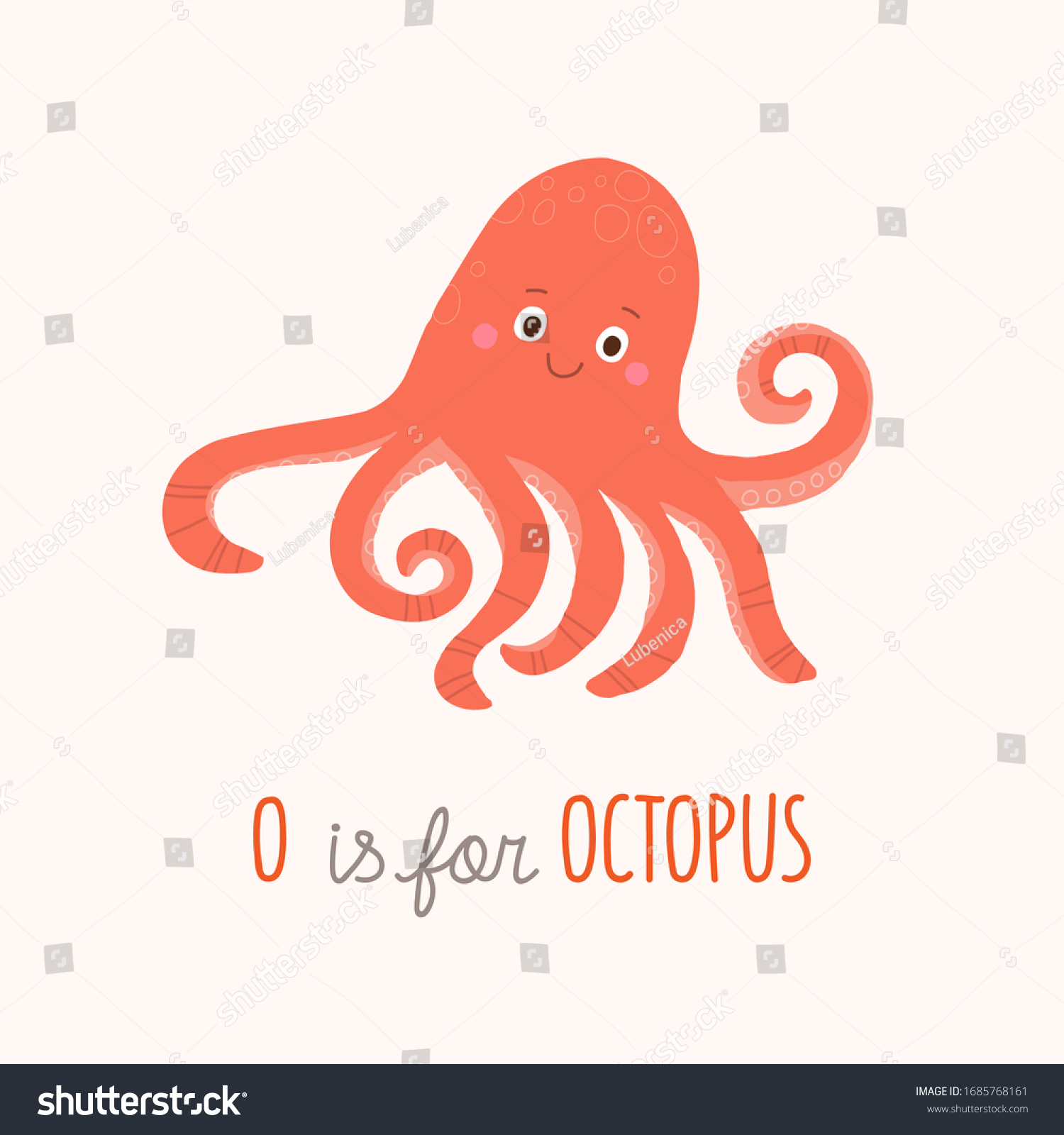 Cute Red Octopus Smiling O Octopus Stock Vector (Royalty Free ...