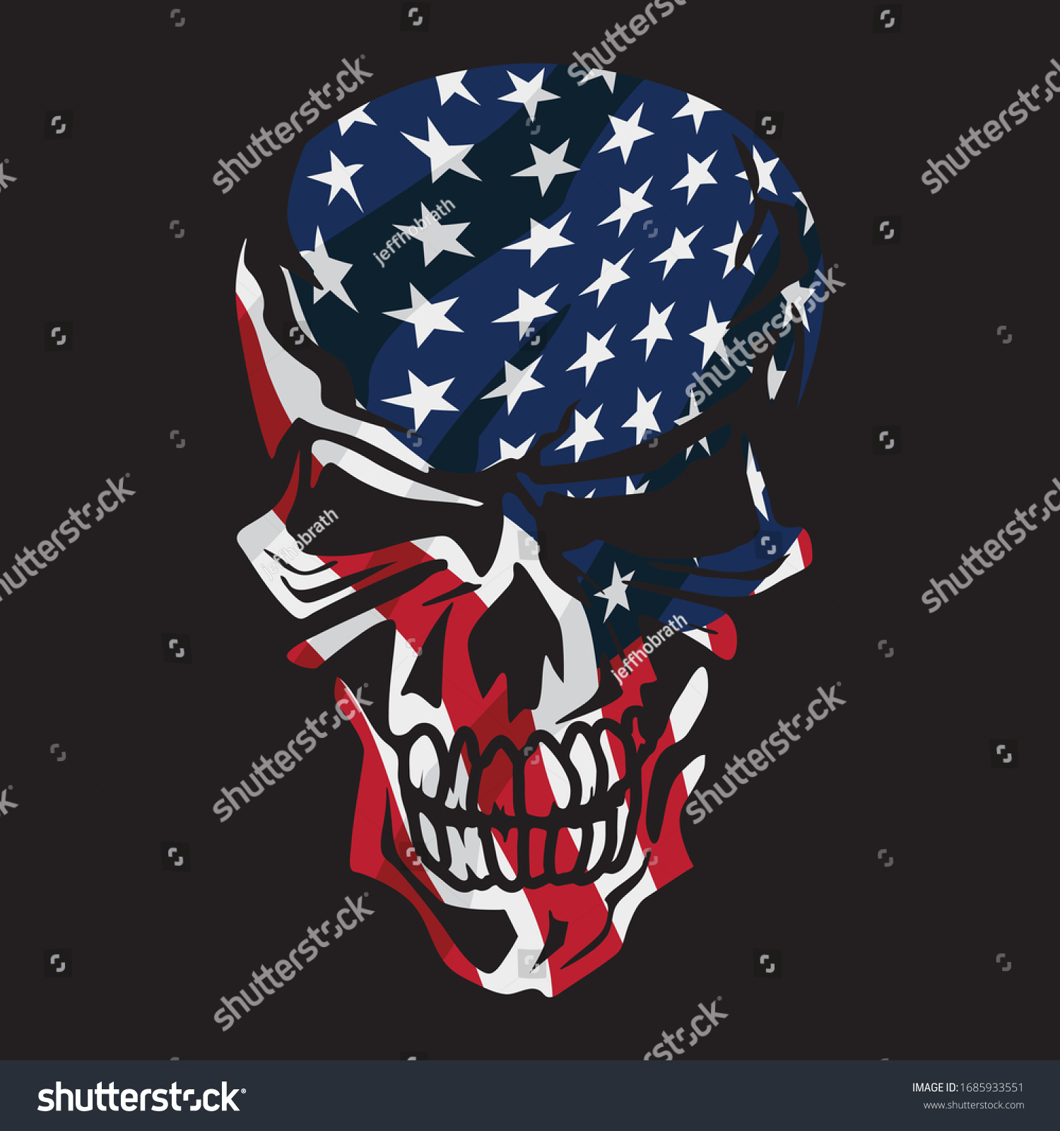 American Flag Skull Isolated Vector Illustration Stock Vector (Royalty ...