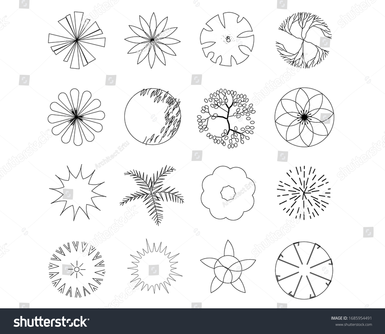 Tree Plans Architectural Floor Plans Landscape Stock Illustration ...