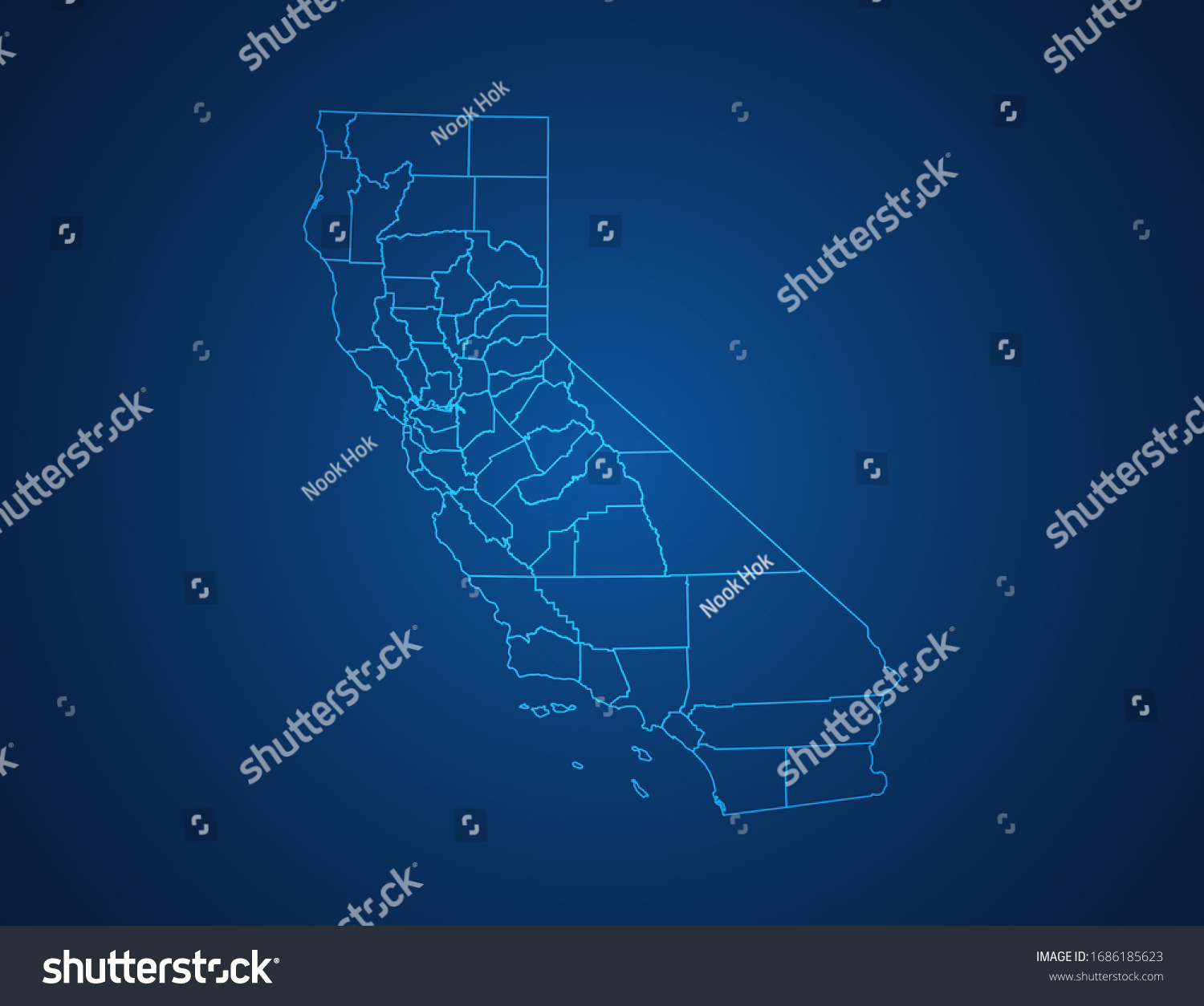 Vector Map California Abstract Blue Line Stock Vector Royalty Free Shutterstock