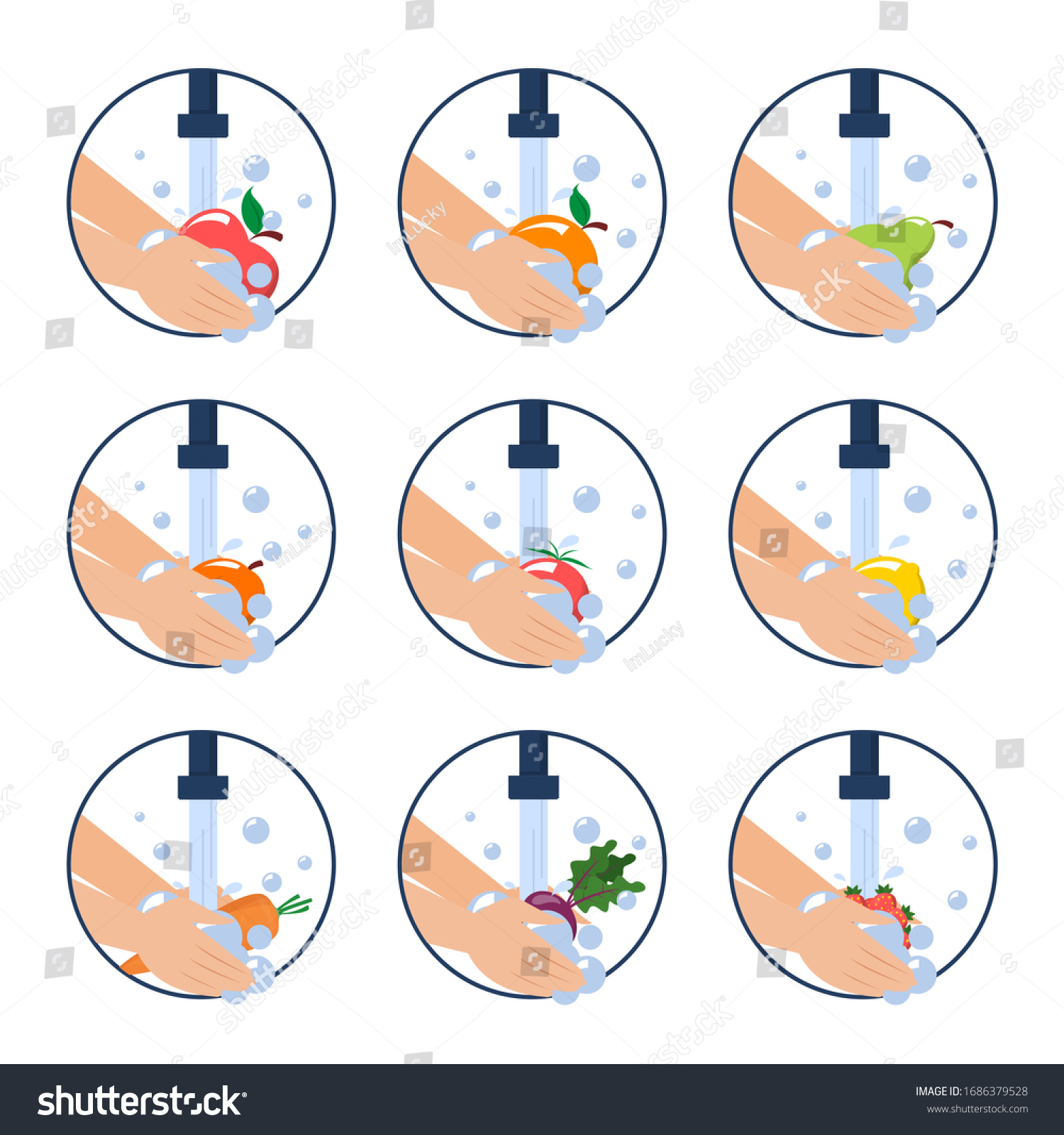 Hand Washing Food Vector Isolated Wash Stock Vector (Royalty Free