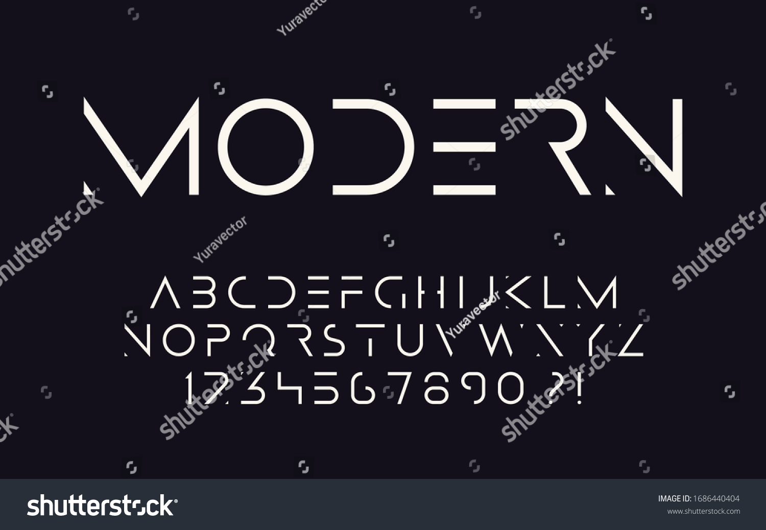 Geometric Font Thin Letters Numbers Modern Stock Vector (Royalty Free ...