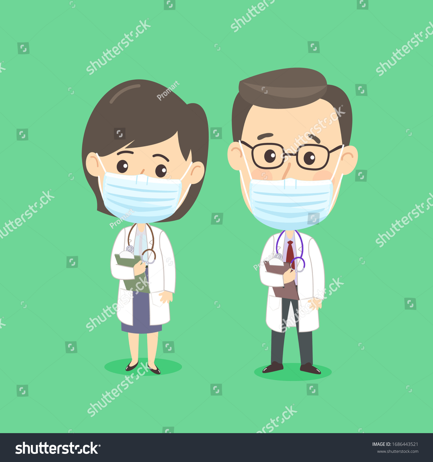 Cartoon Cute Male Female Doctor Vector Stock Vector Royalty Free 1686443521 Shutterstock 3441