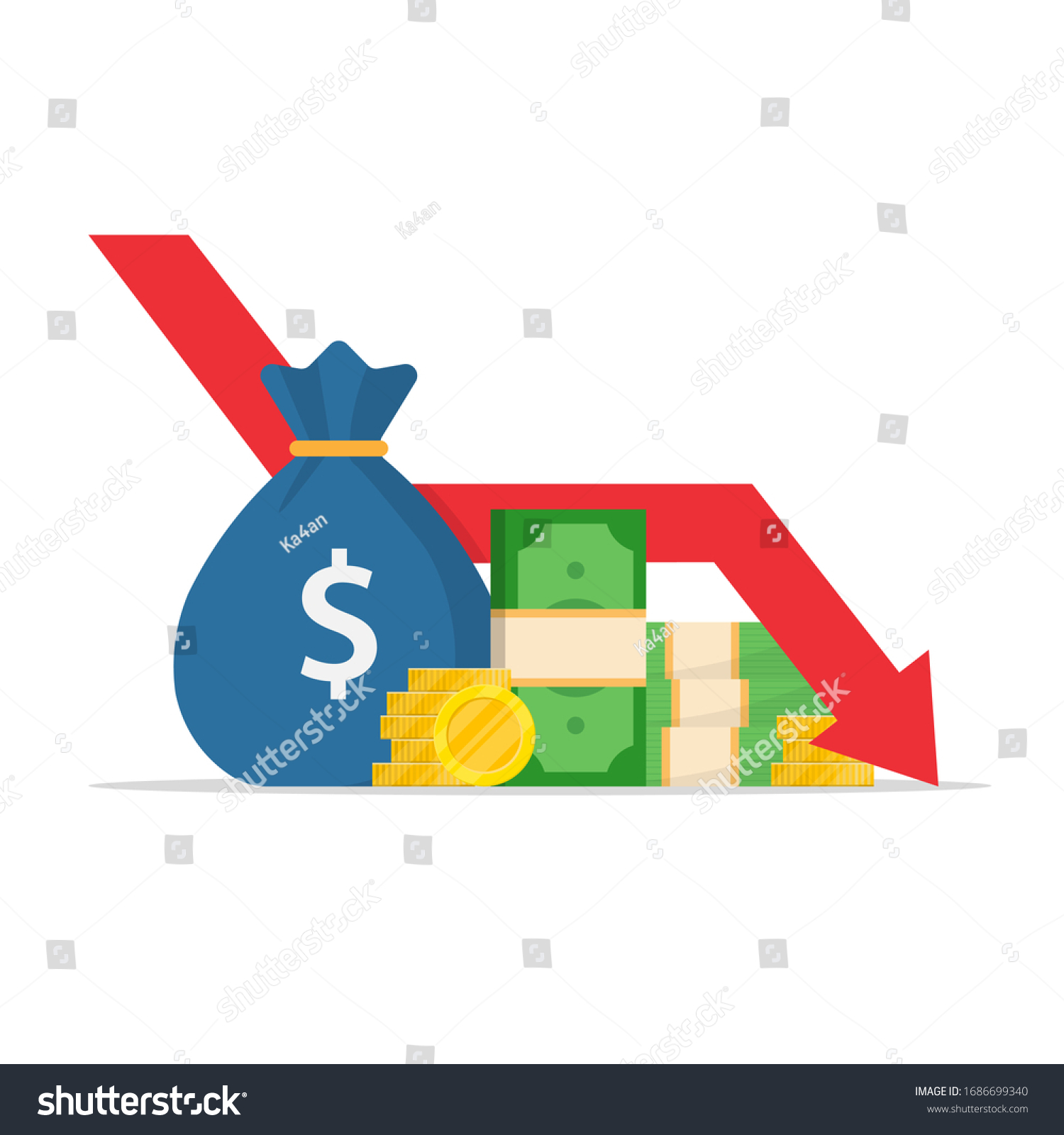 Money Loss Vector Illustration Flat Cartoon Stock Vector (Royalty Free ...