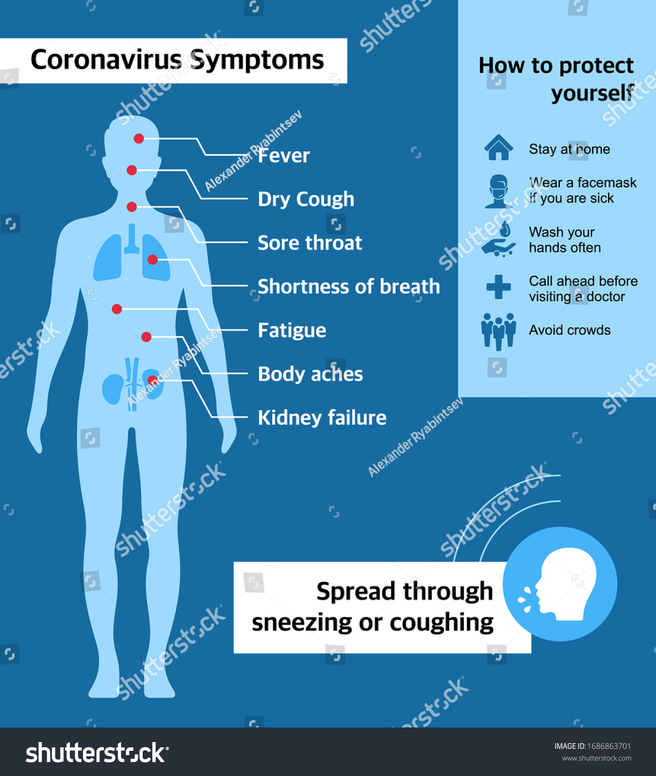 Coronavirus Symptoms Prevention Spreading Infographic Poster Stock ...