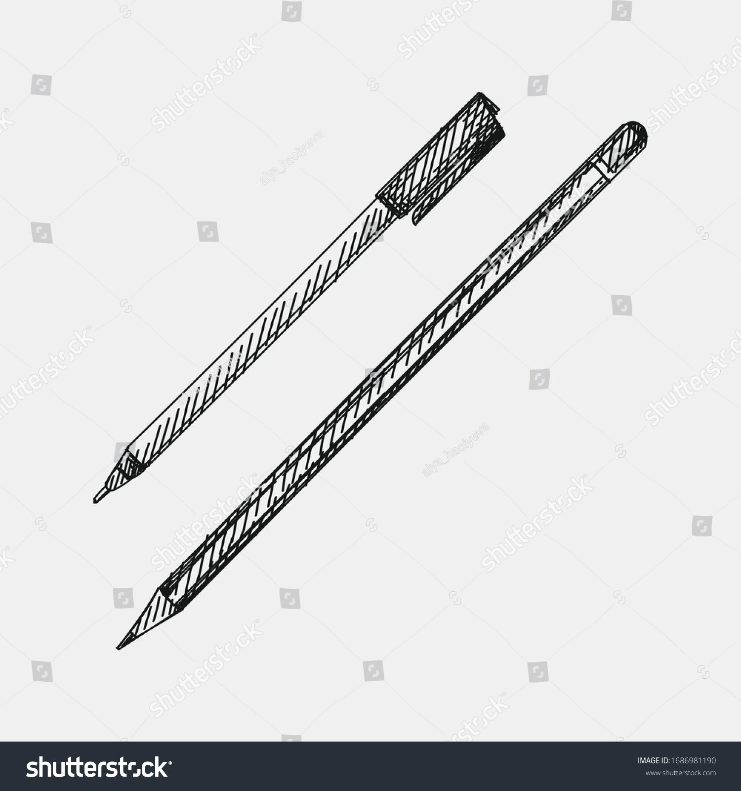 Handdrawn Sketch Pen Pencil On White Stock Vector (royalty Free 