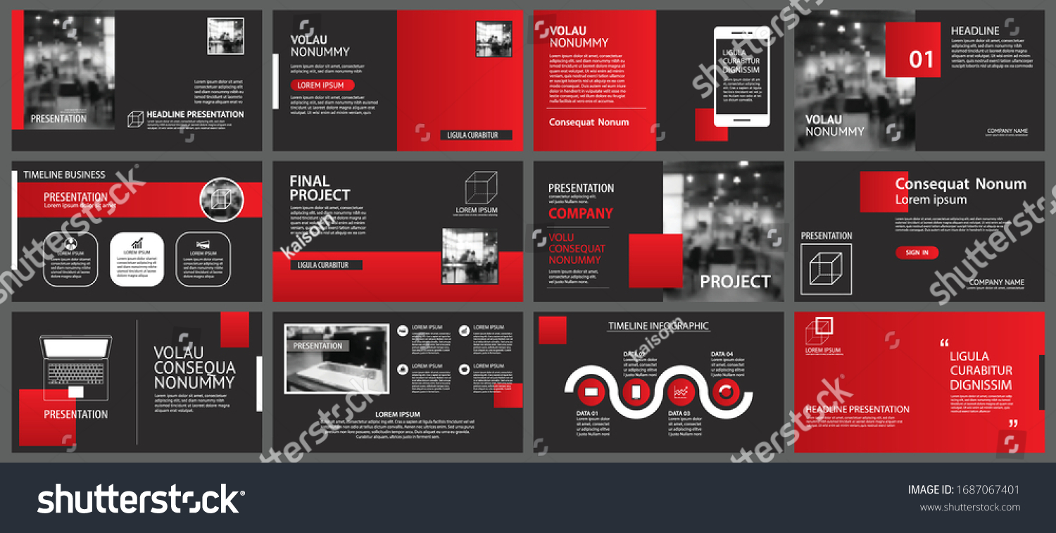 Presentation Slide Layout Background Design Red Stock Vector (Royalty ...