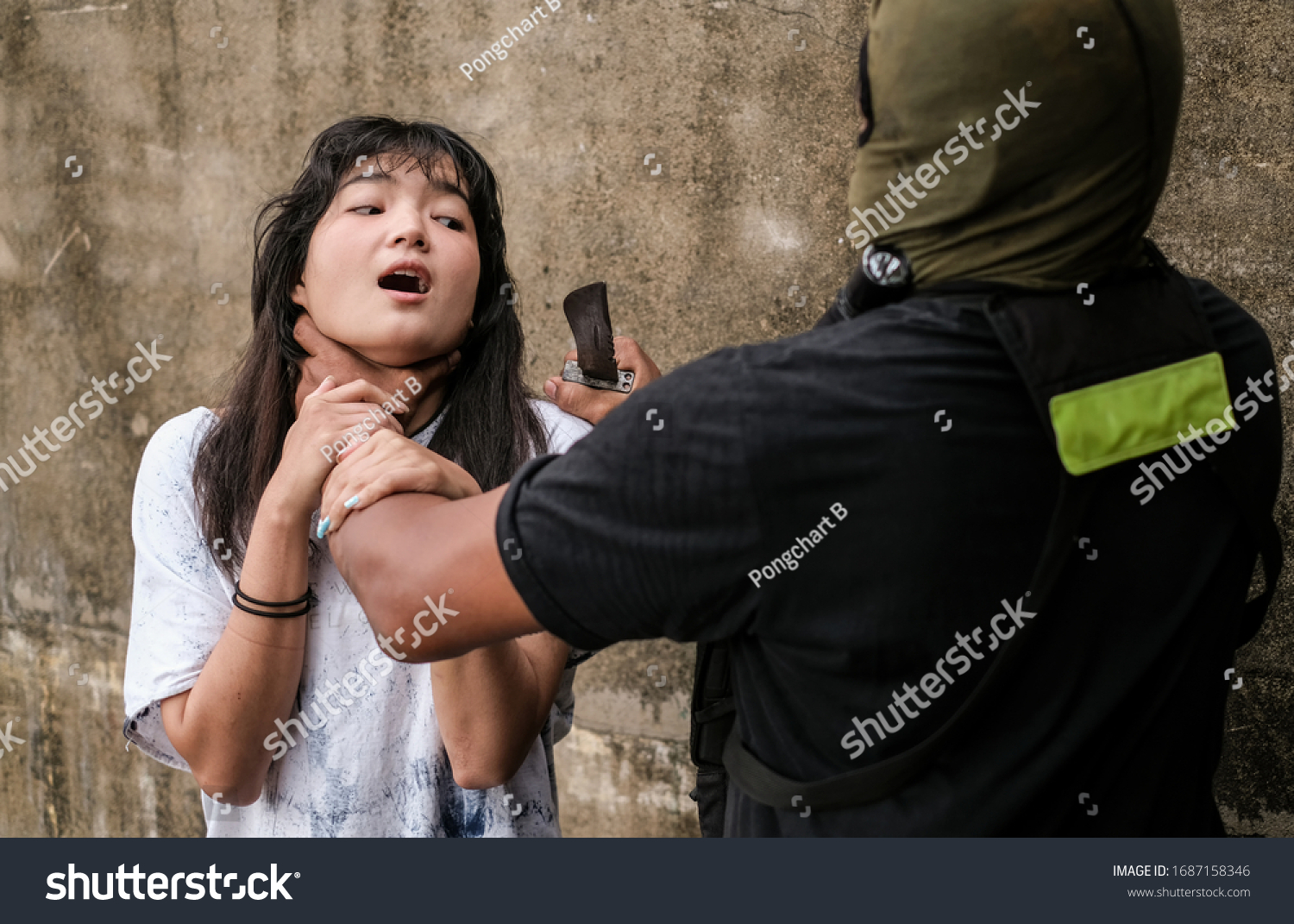 Young Asia Woman Strangled By Thief Stock Photo 1687158346 | Shutterstock