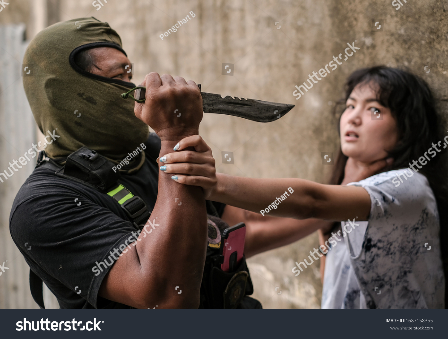 Young Asia Woman Strangled By Thief Stock Photo 1687158355 | Shutterstock