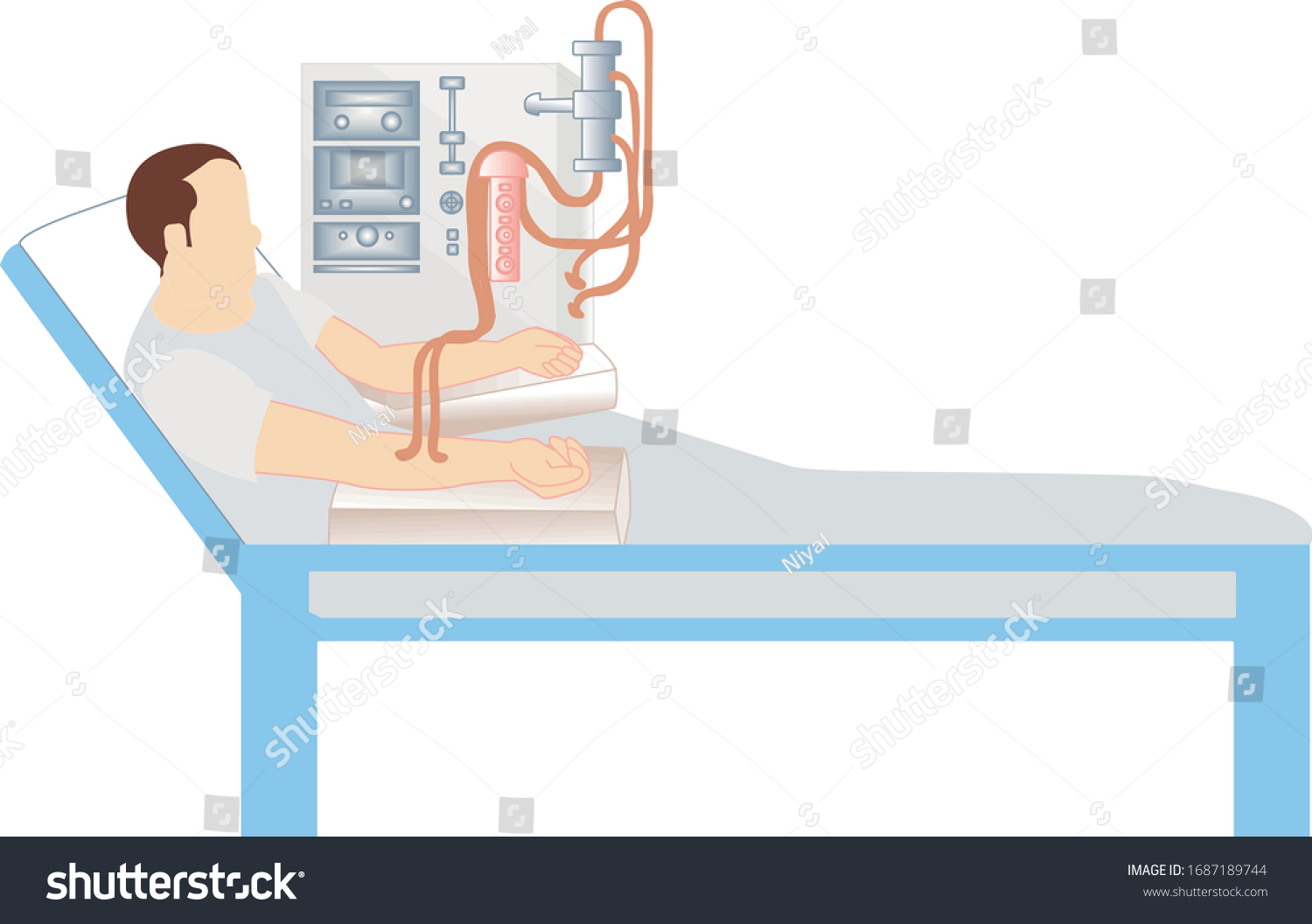 Vector Illustration Patient Kidney Pain Dialysis Stock Vector (Royalty ...