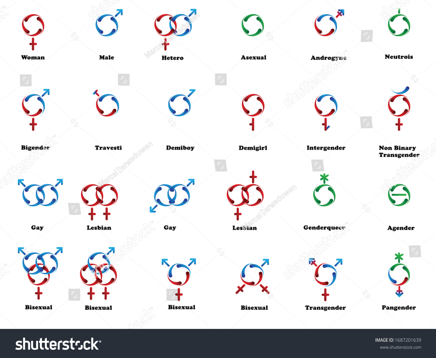 Gender Symbols Set Sexual Orientation Icons Stock Vector Royalty Free 1687201639 Shutterstock 