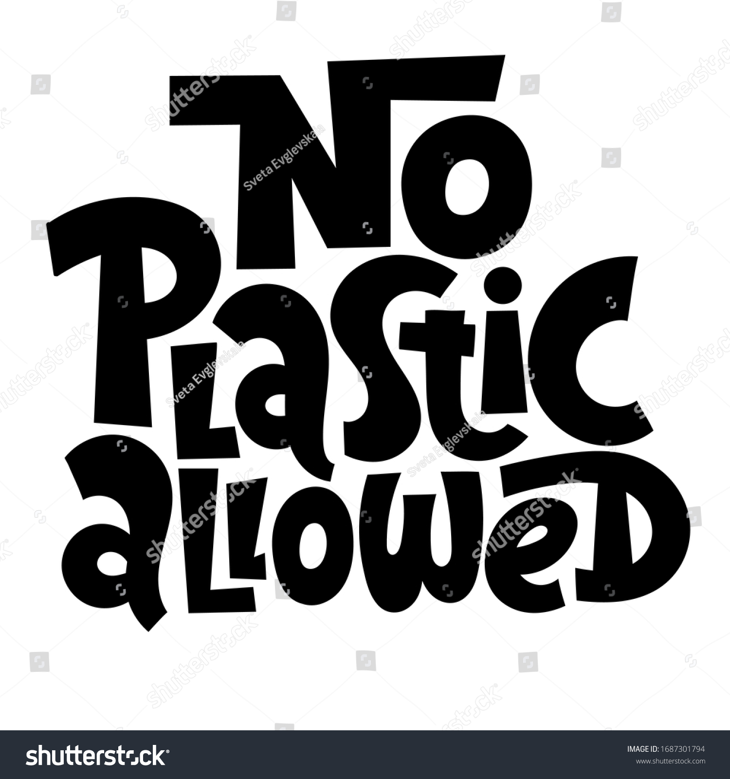 No Plastic Allowed Unique Vector Hand Stock Vector (Royalty Free ...